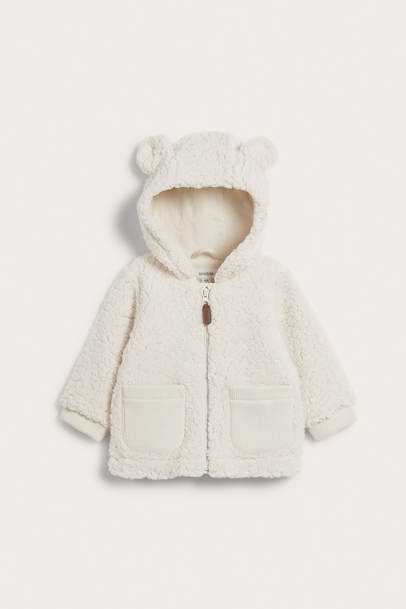 Baby white teddy jacket with hood