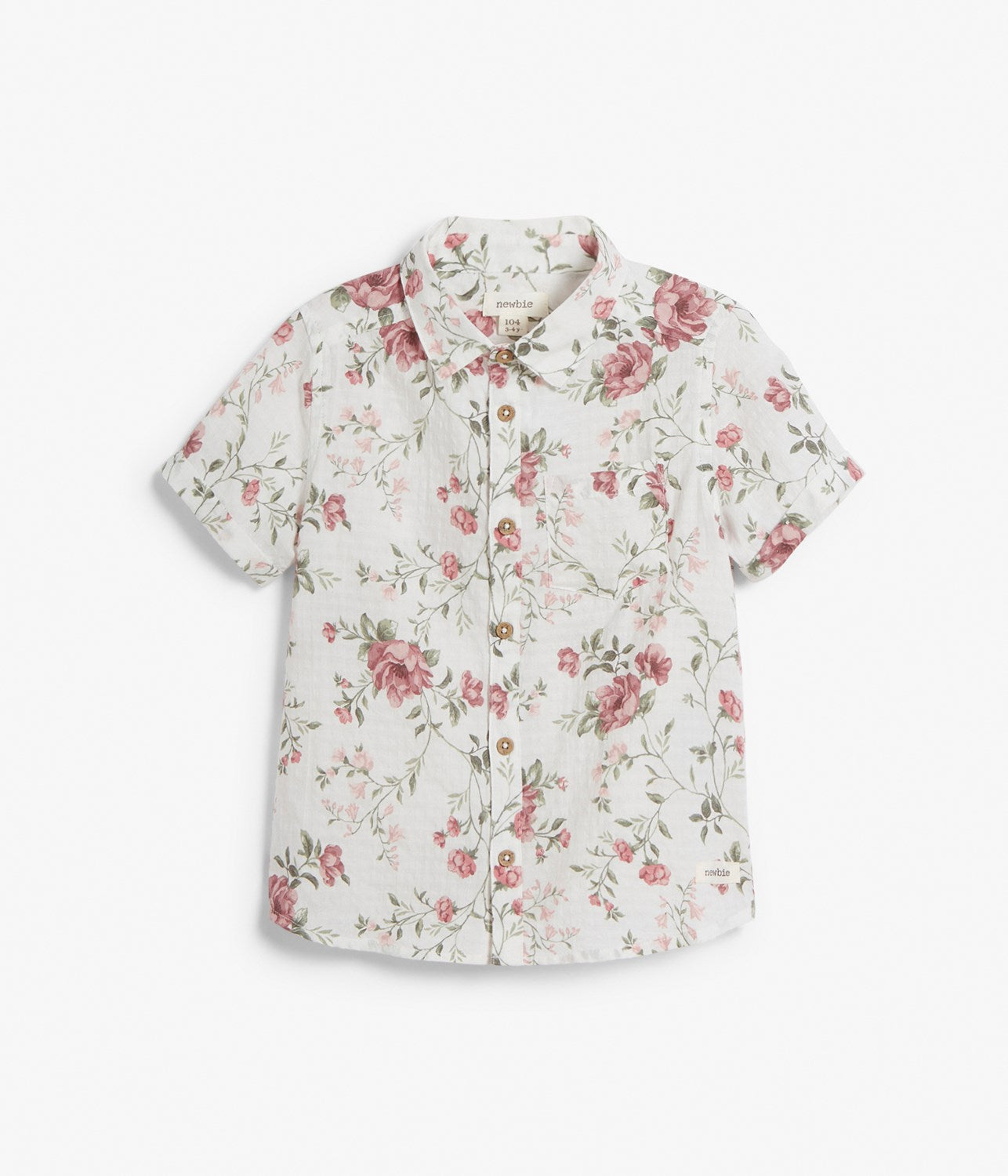 Kids white floral short-sleeved shirt
