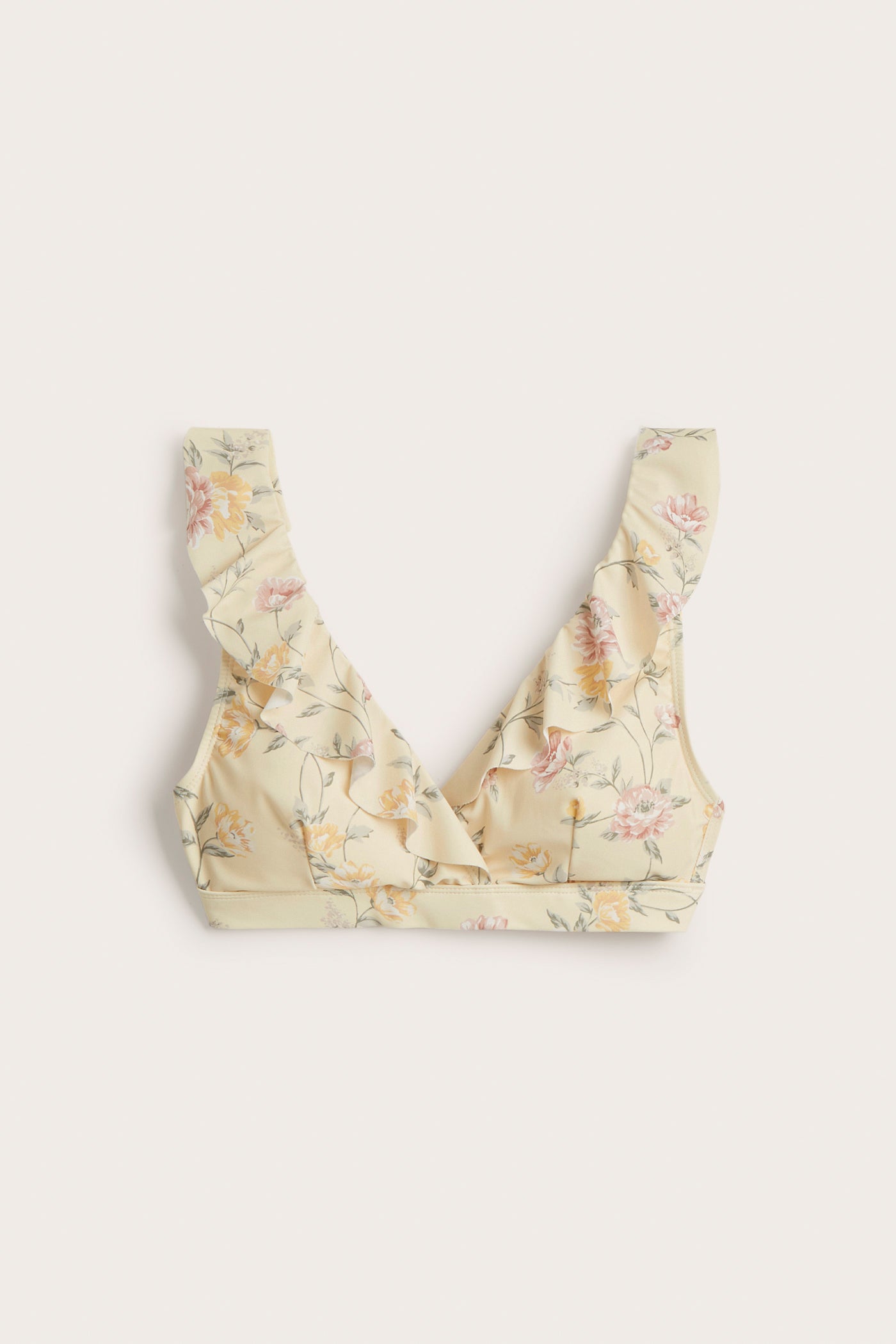 Women's yellow floral bikini top