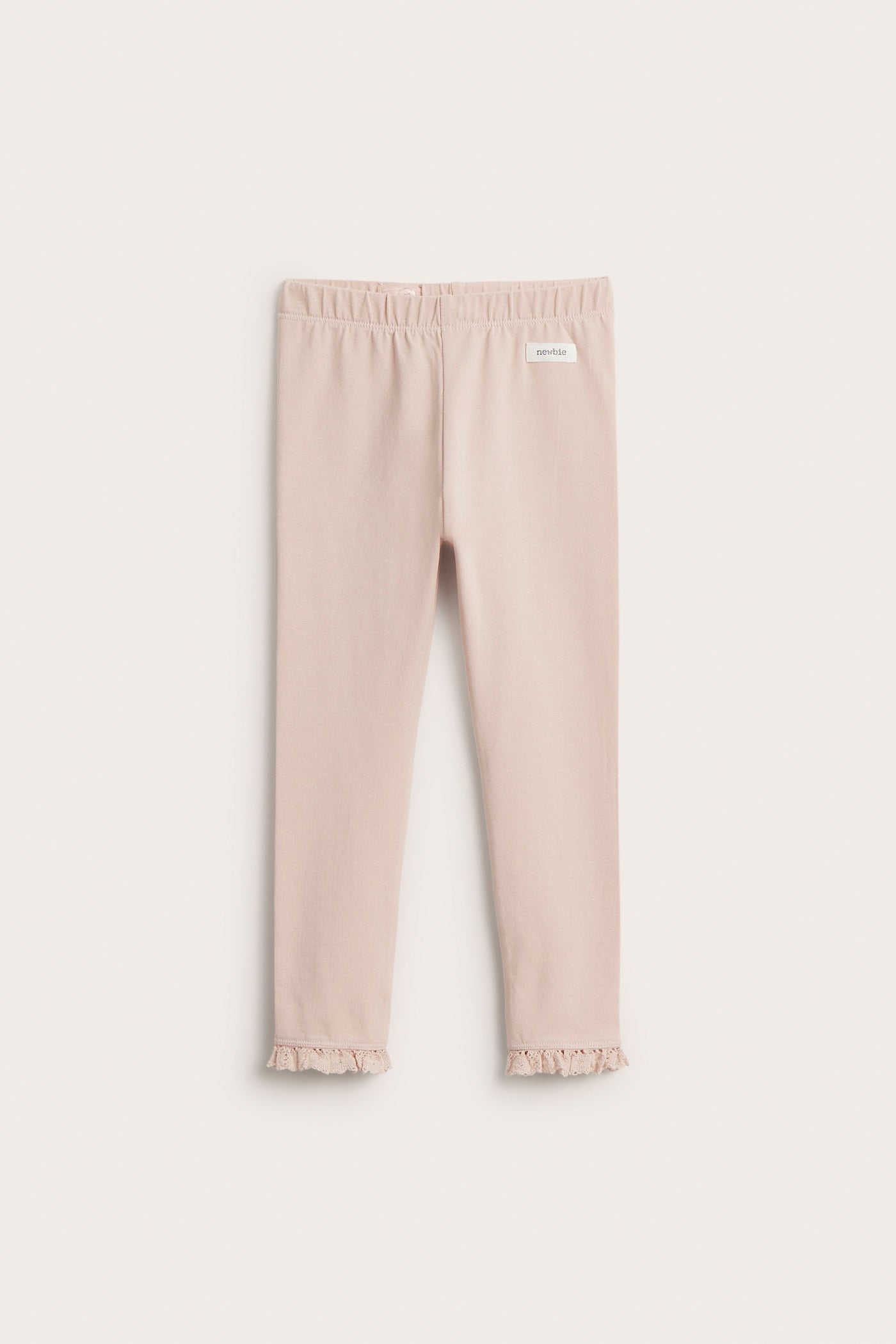Kids' pink basic leggings with lace