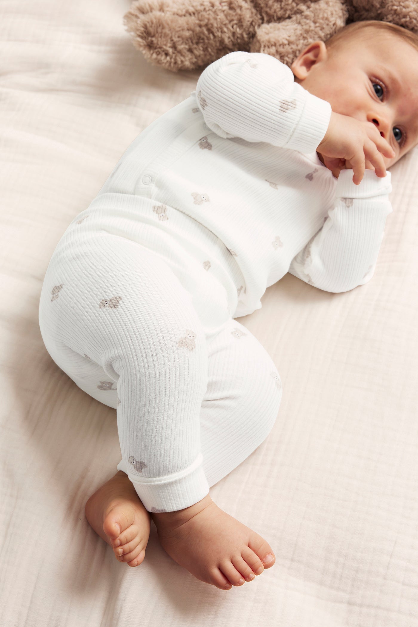 Baby white teddy bear leggings