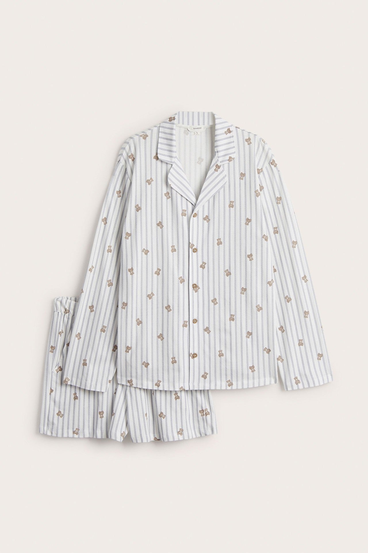 Women's white striped teddy bear pyjamas