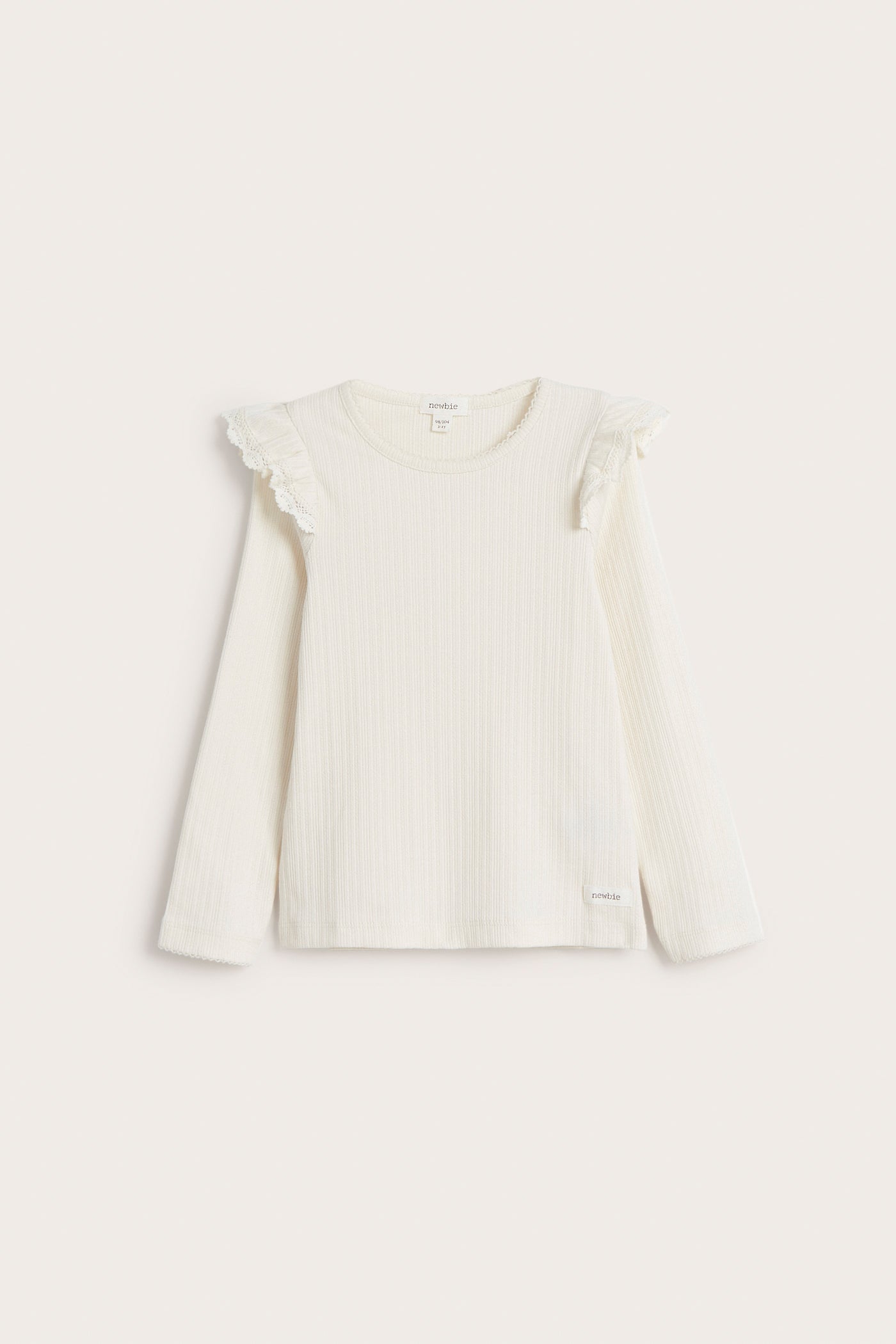 Kids white ribbed top with frills
