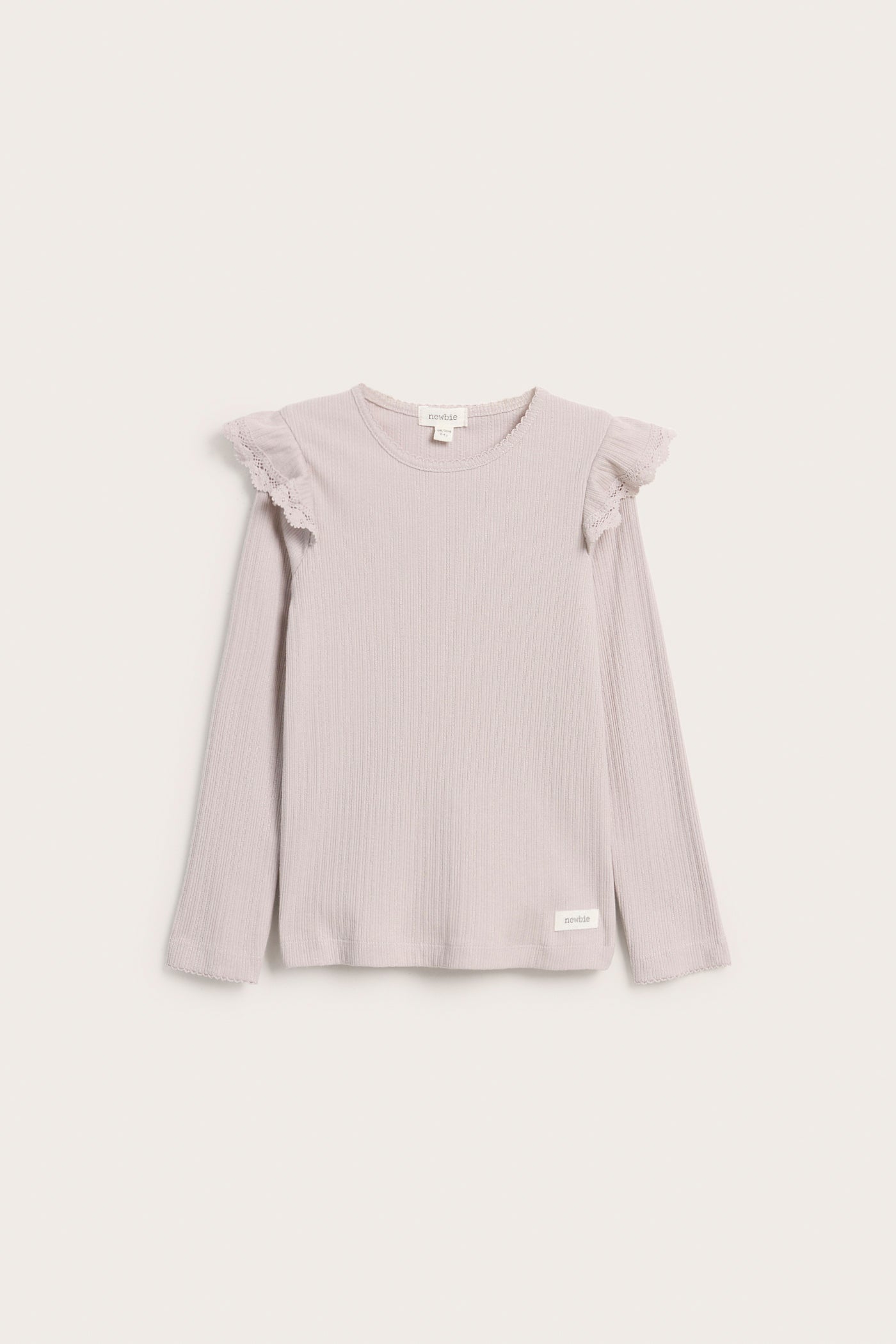 Kids' lilac ribbed top with frills