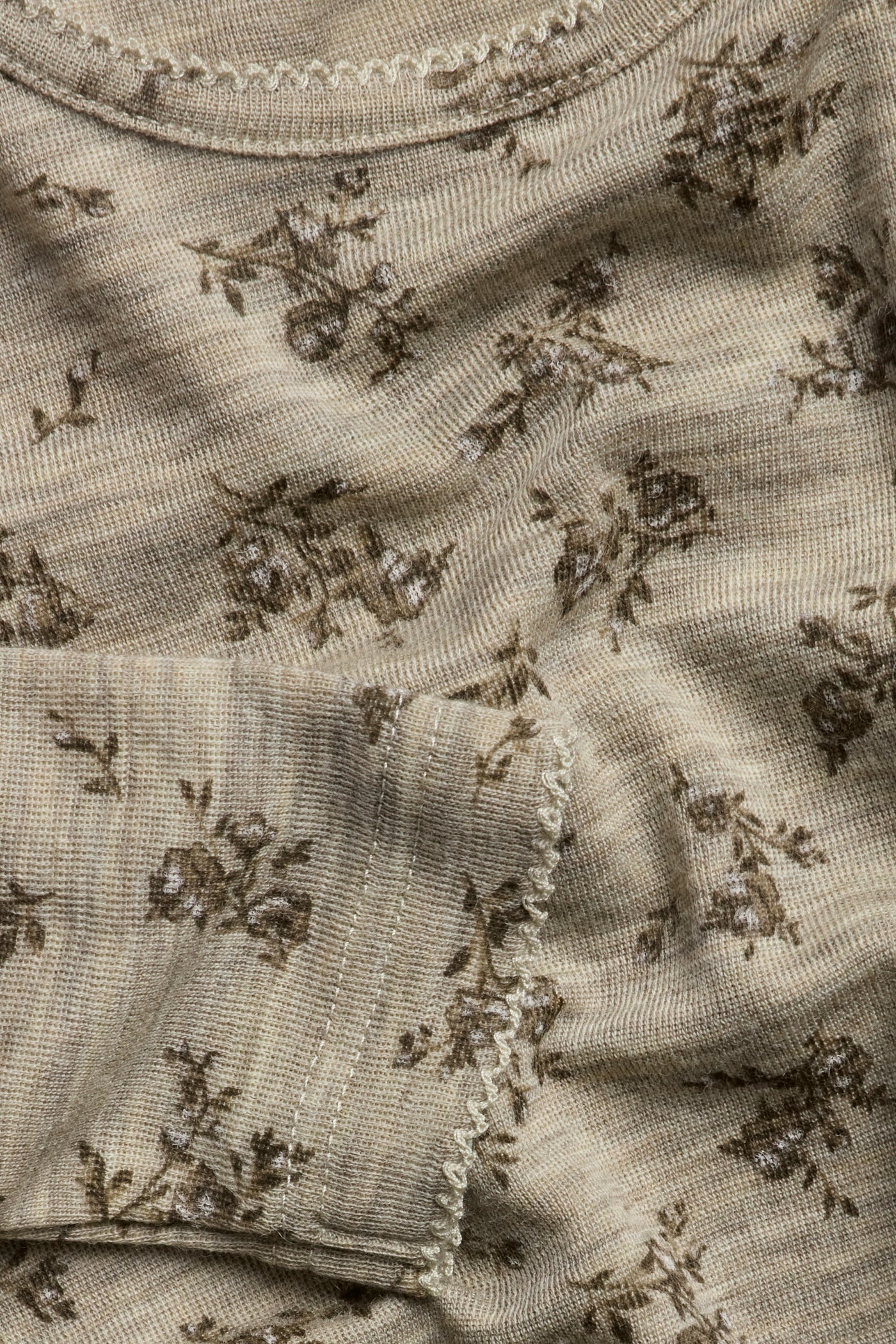 Kids beige floral merino wool top