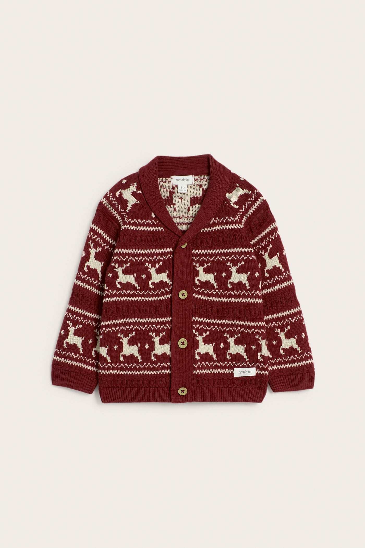 Baby red jacquard knitted cardigan