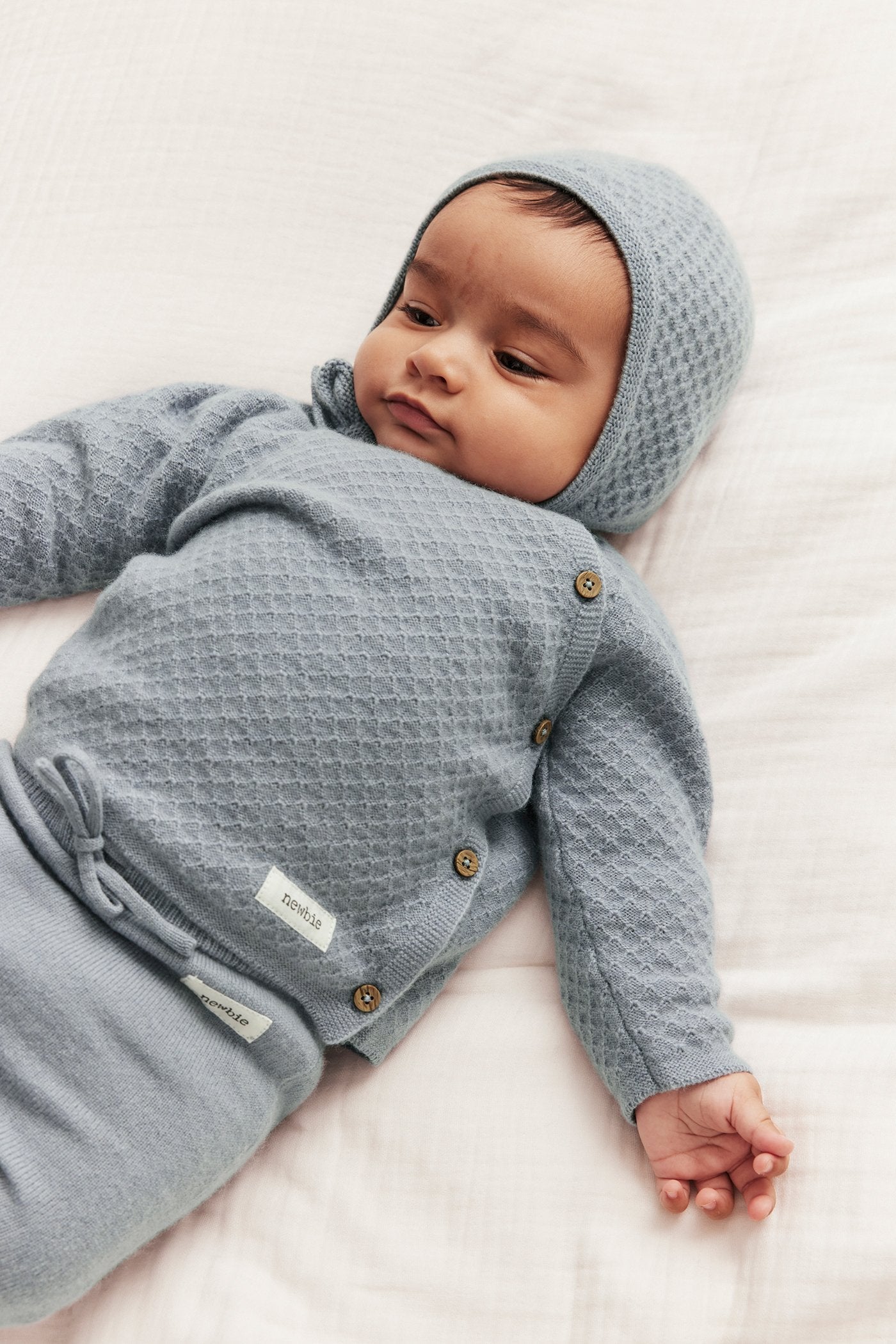 Baby blue wool-cashmere cardigan