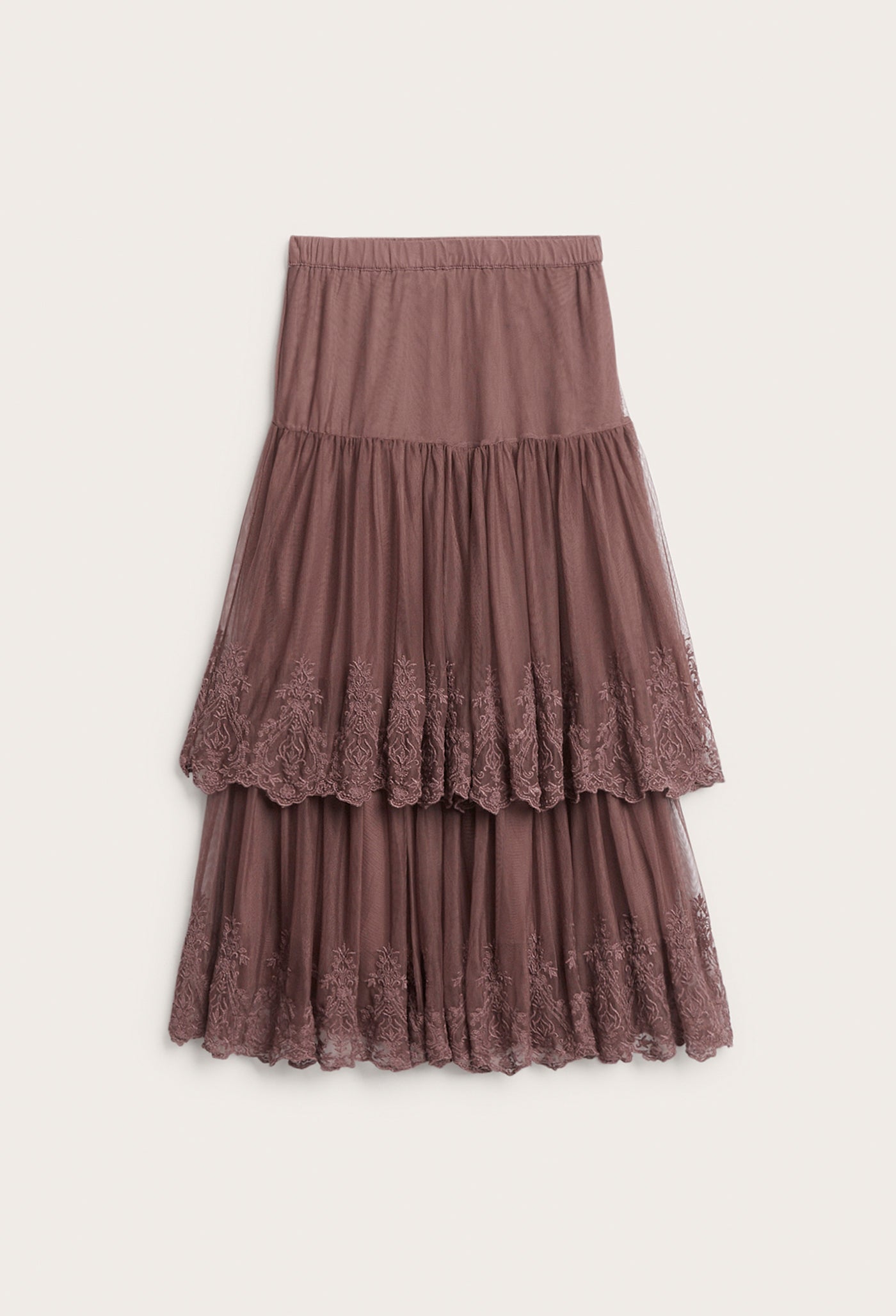 Women's pink mesh skirt with embroidery