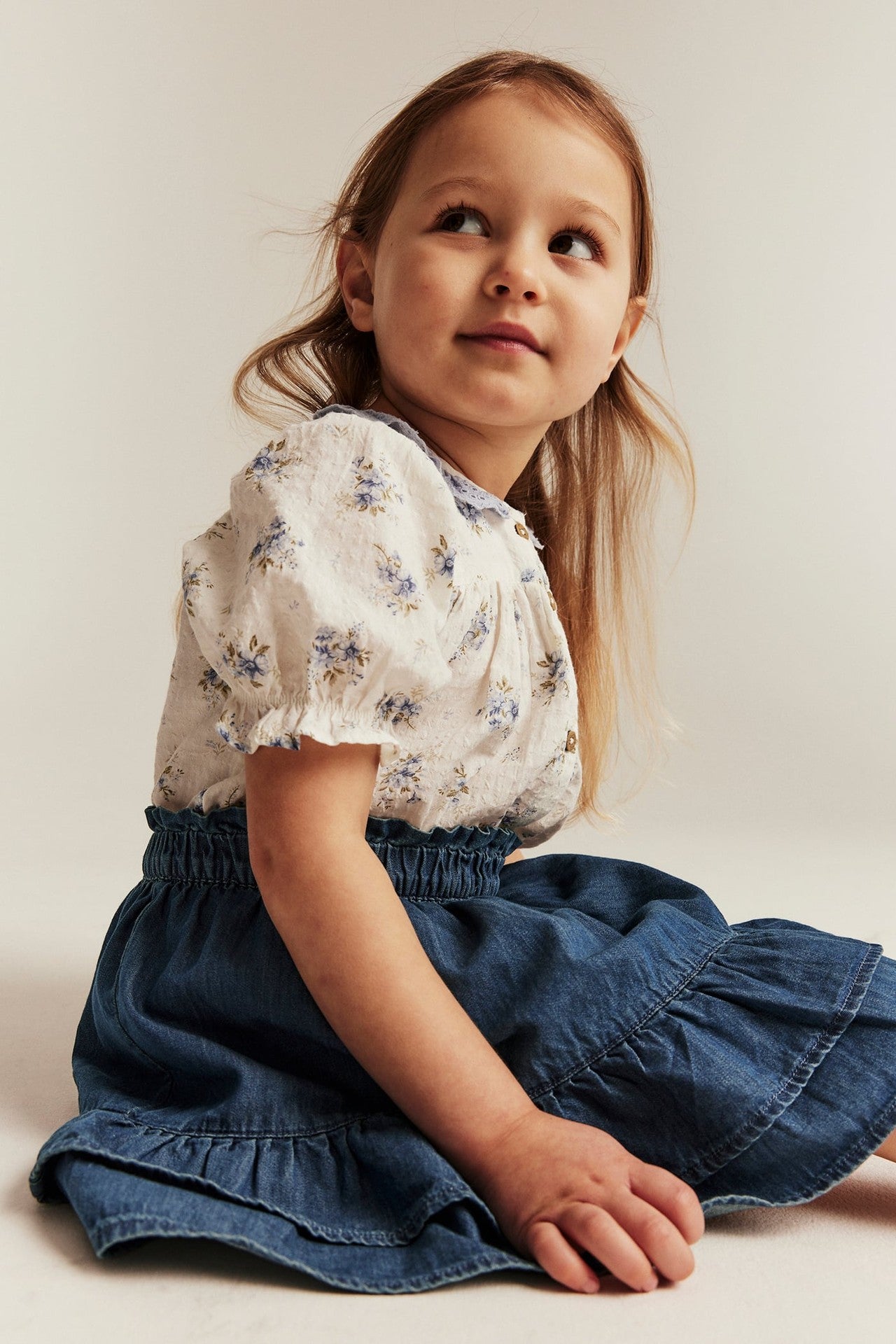 Baby & kids' blue denim skirt with frills