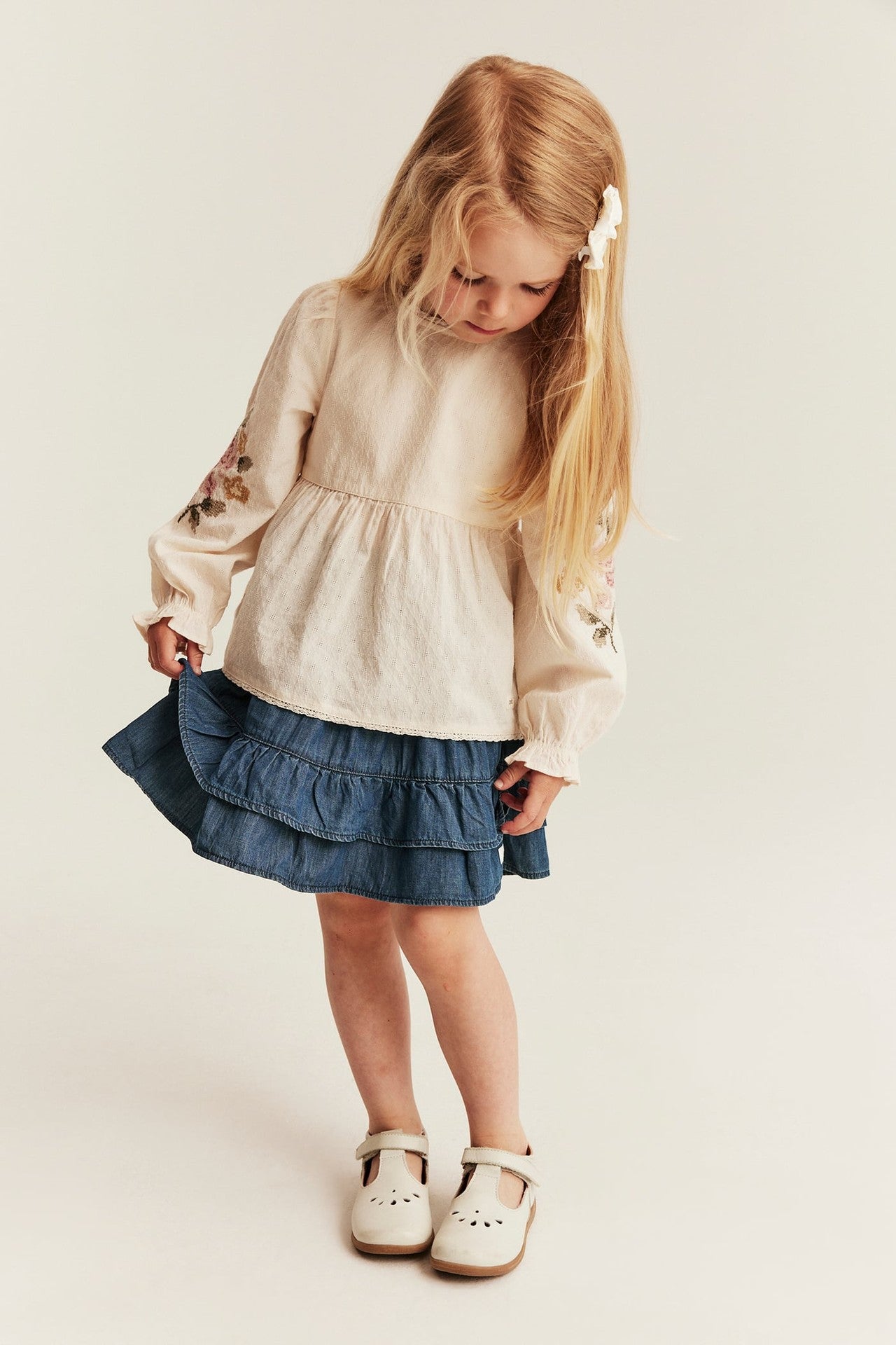Baby & kids' blue denim skirt with frills