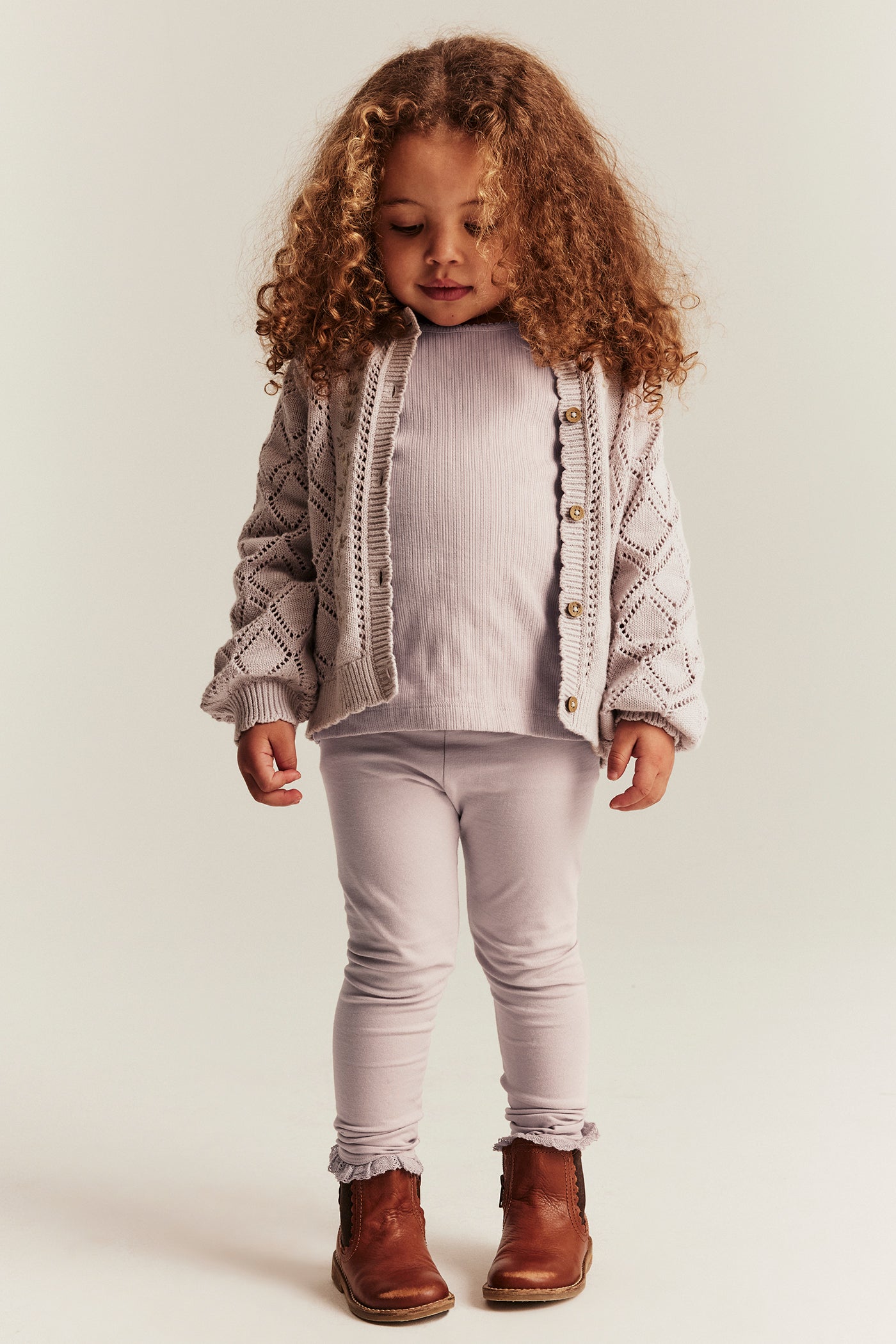 Kids' purple basic leggings with lace