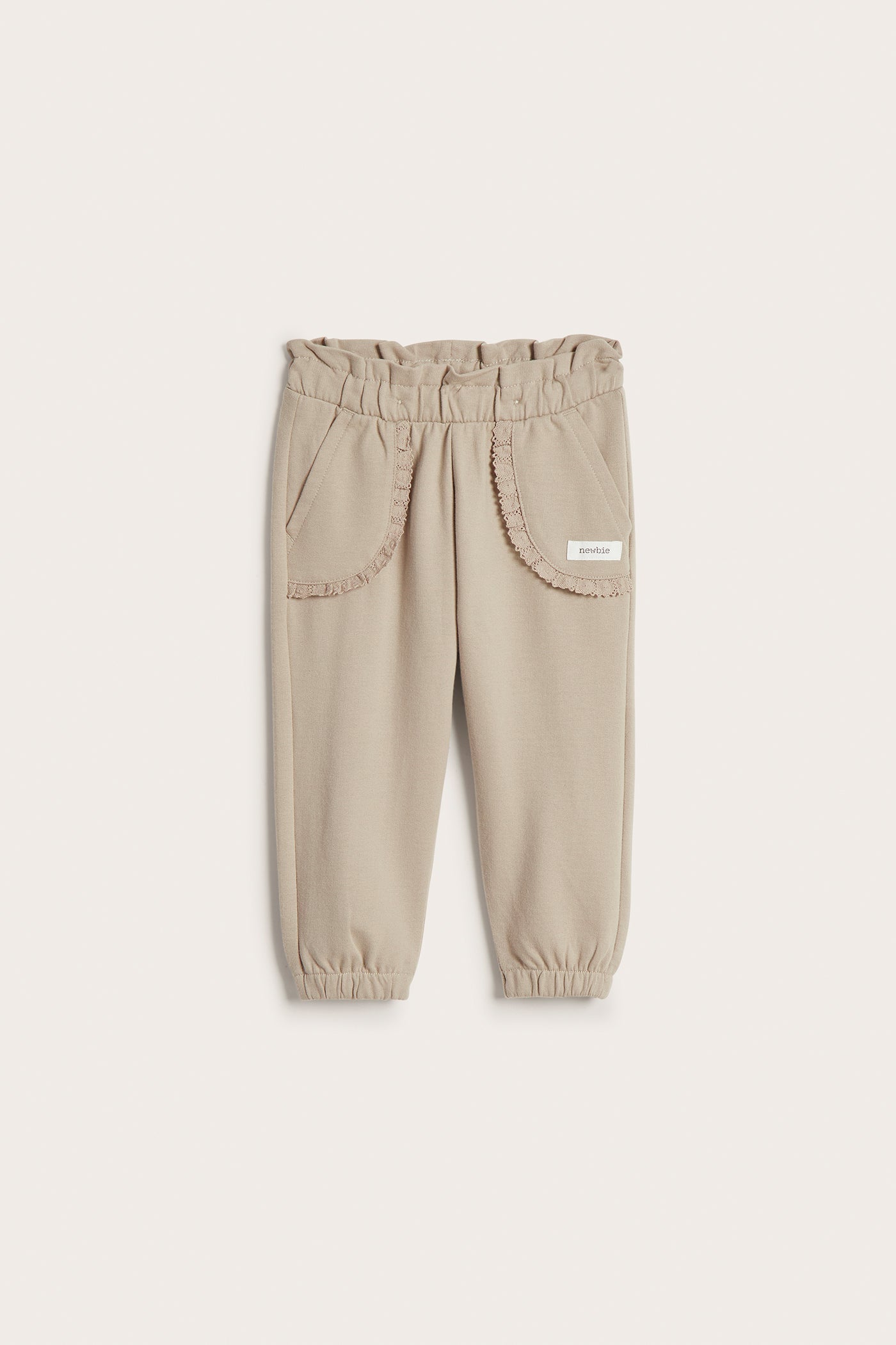 Baby beige joggers with lace details