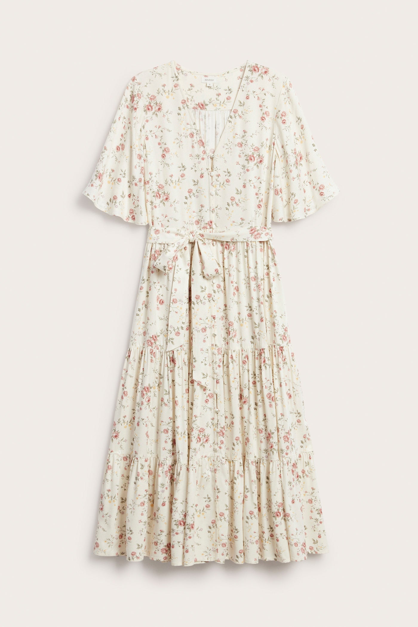 Women's white floral short‑sleeved dress