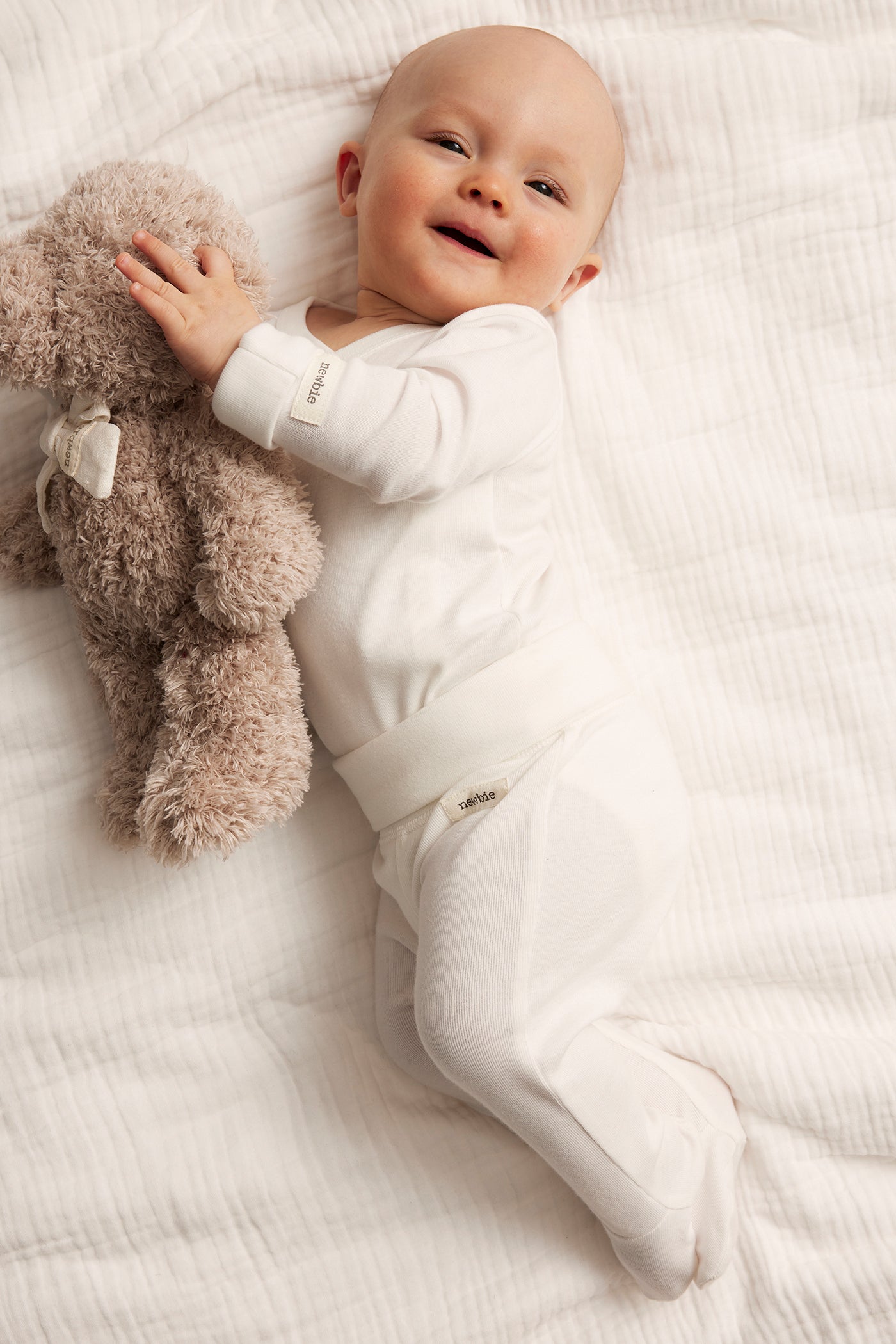 Baby white basic leggings with feet