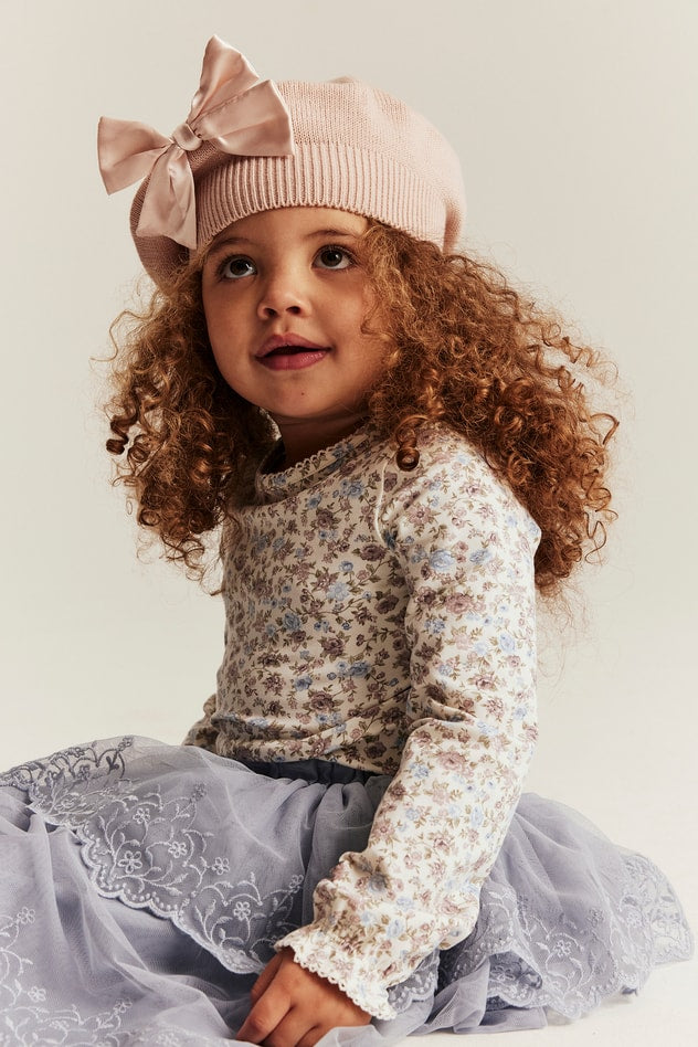 Baby & kids pink beret with bow