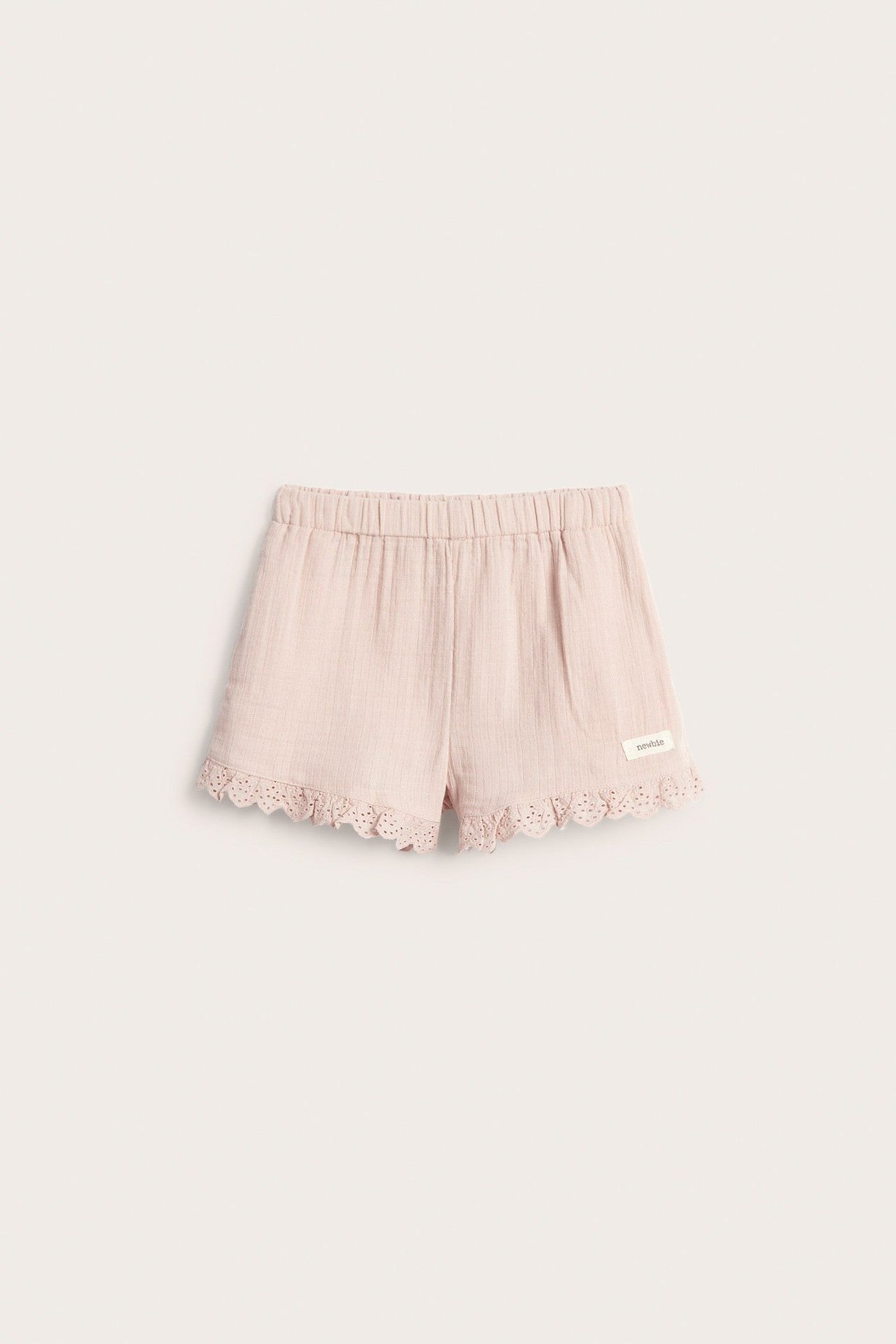 Kids pink woven shorts with frill