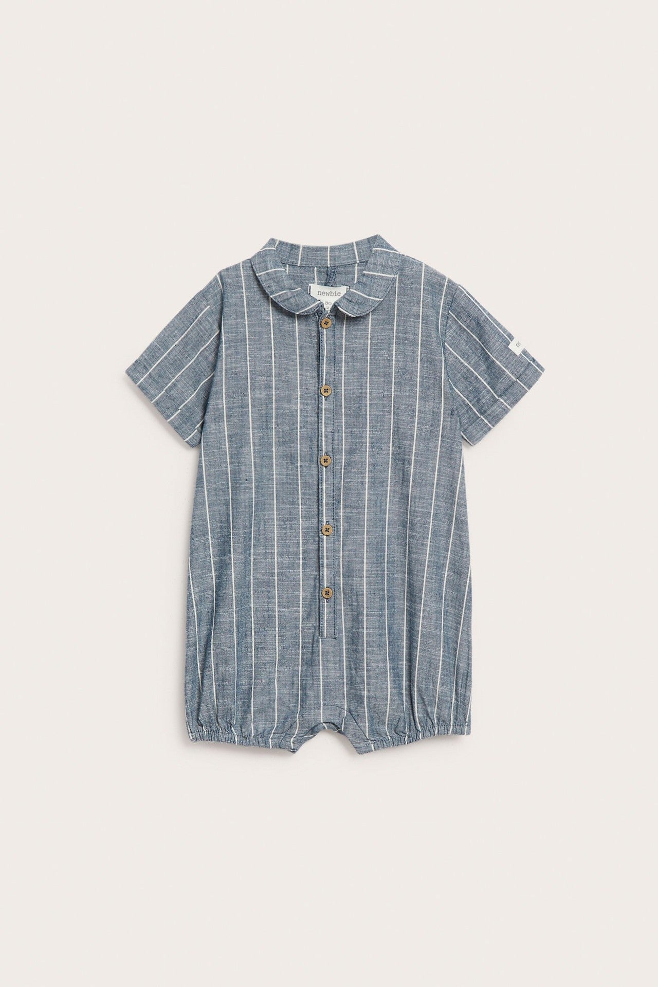 Baby blue striped woven romper