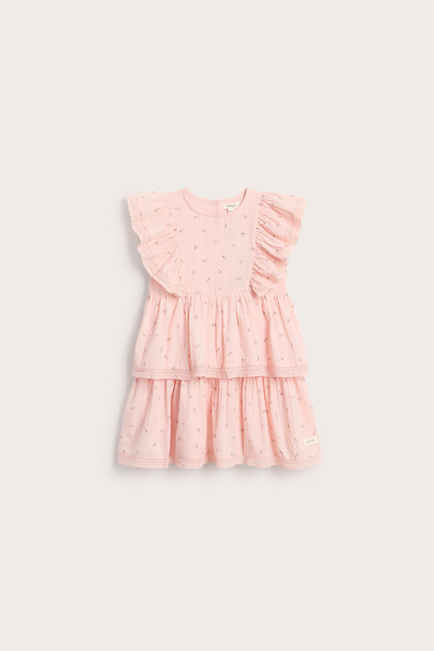 Kids pink floral frilled dress