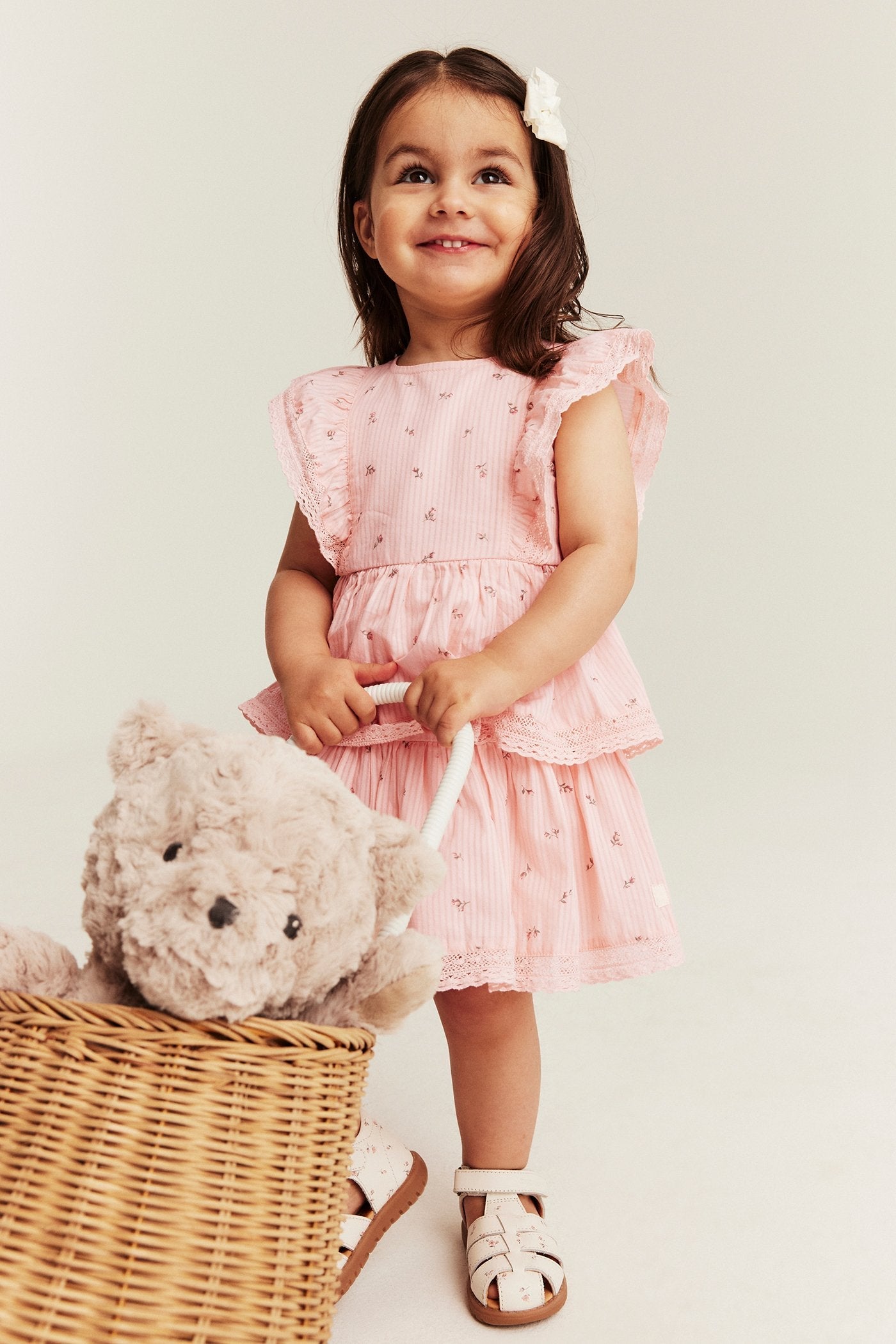 Baby pink floral dress with frill
