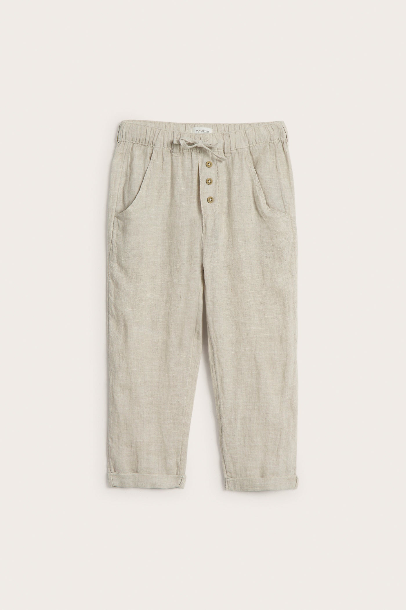 Kids beige linen drawstring trousers