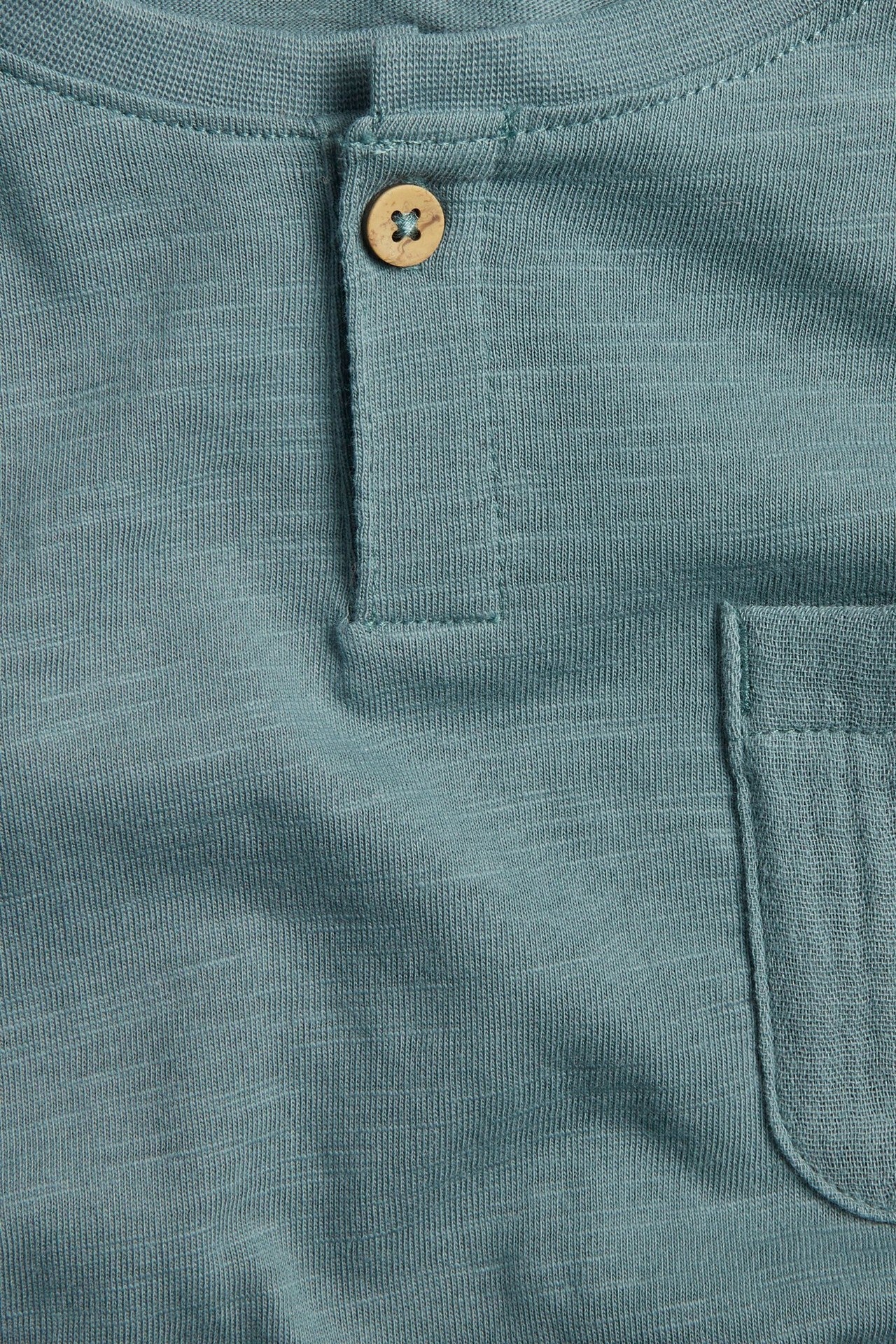 Kids blue slub knit T-shirt with pocket