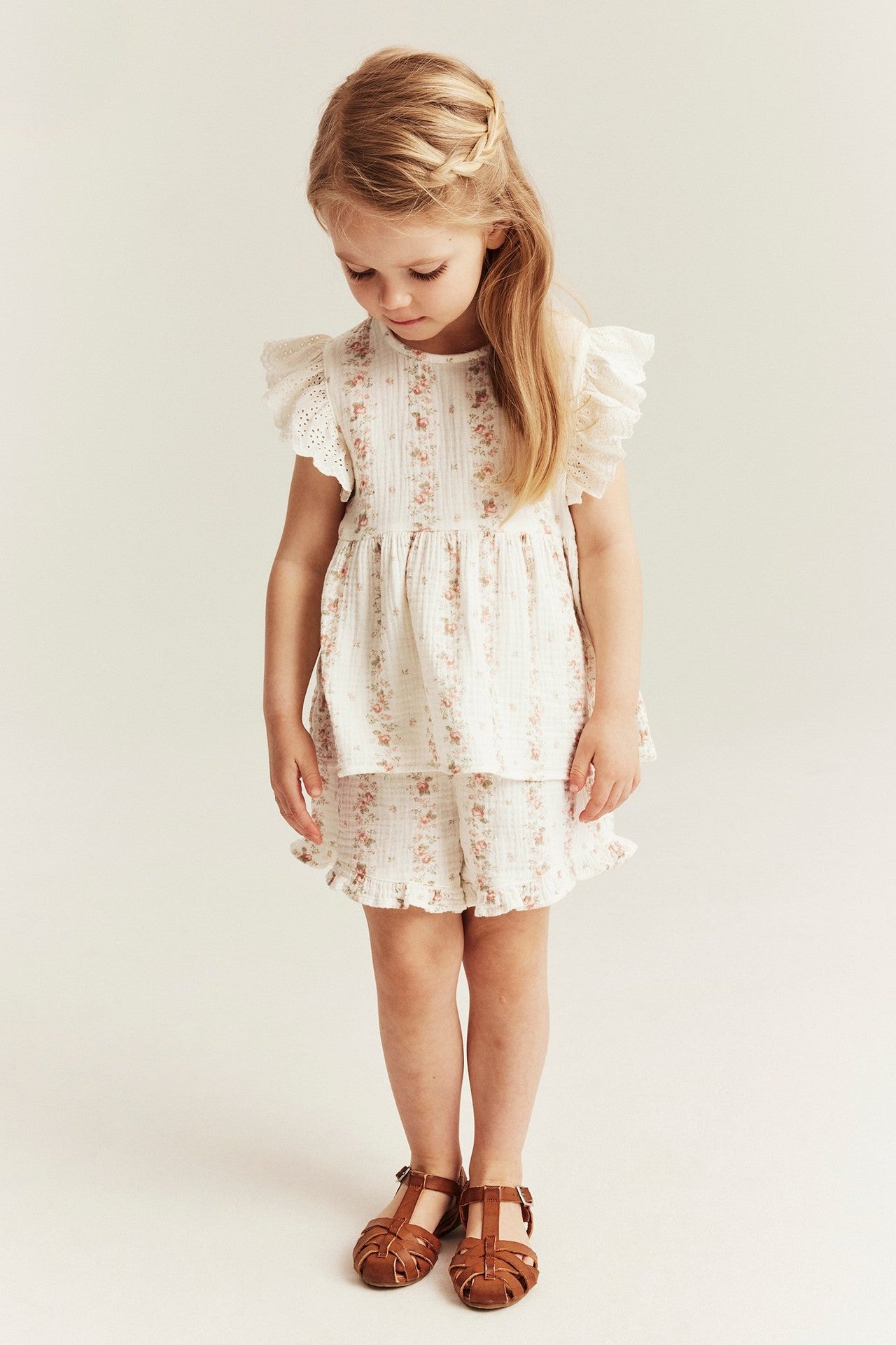 Kids 2-piece floral muslin set