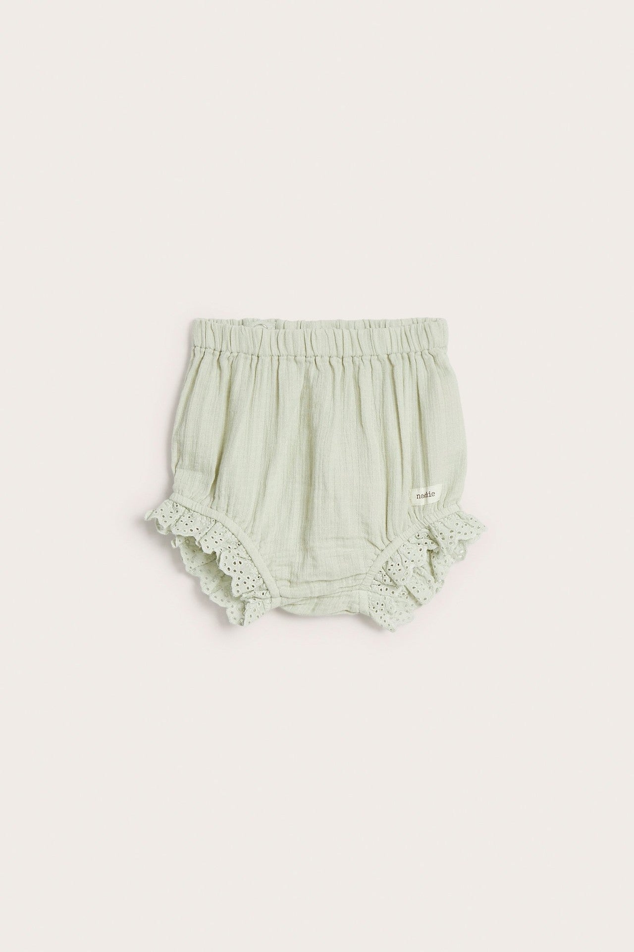 Baby green puff shorts with frill