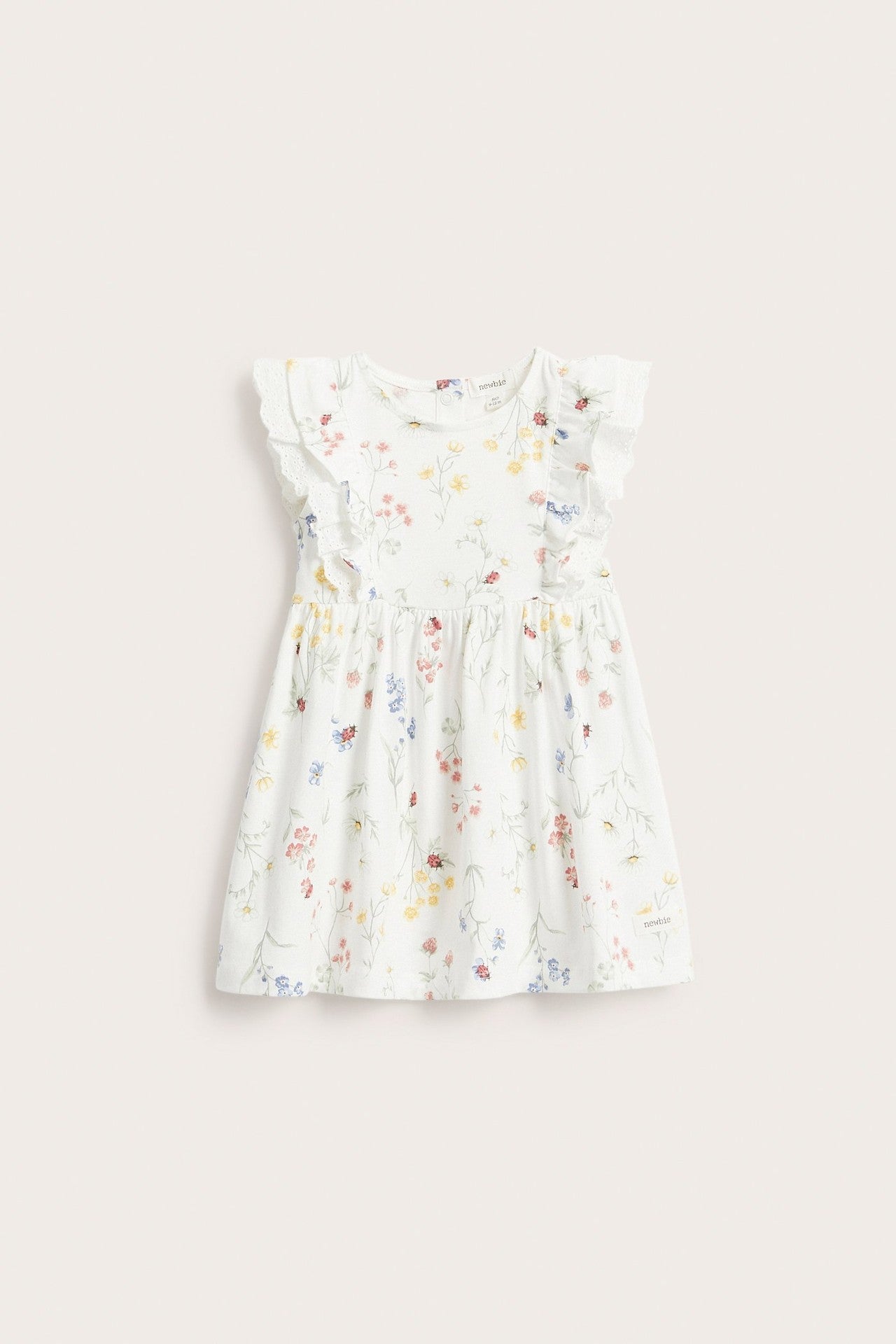 Baby white jersey dress with frill