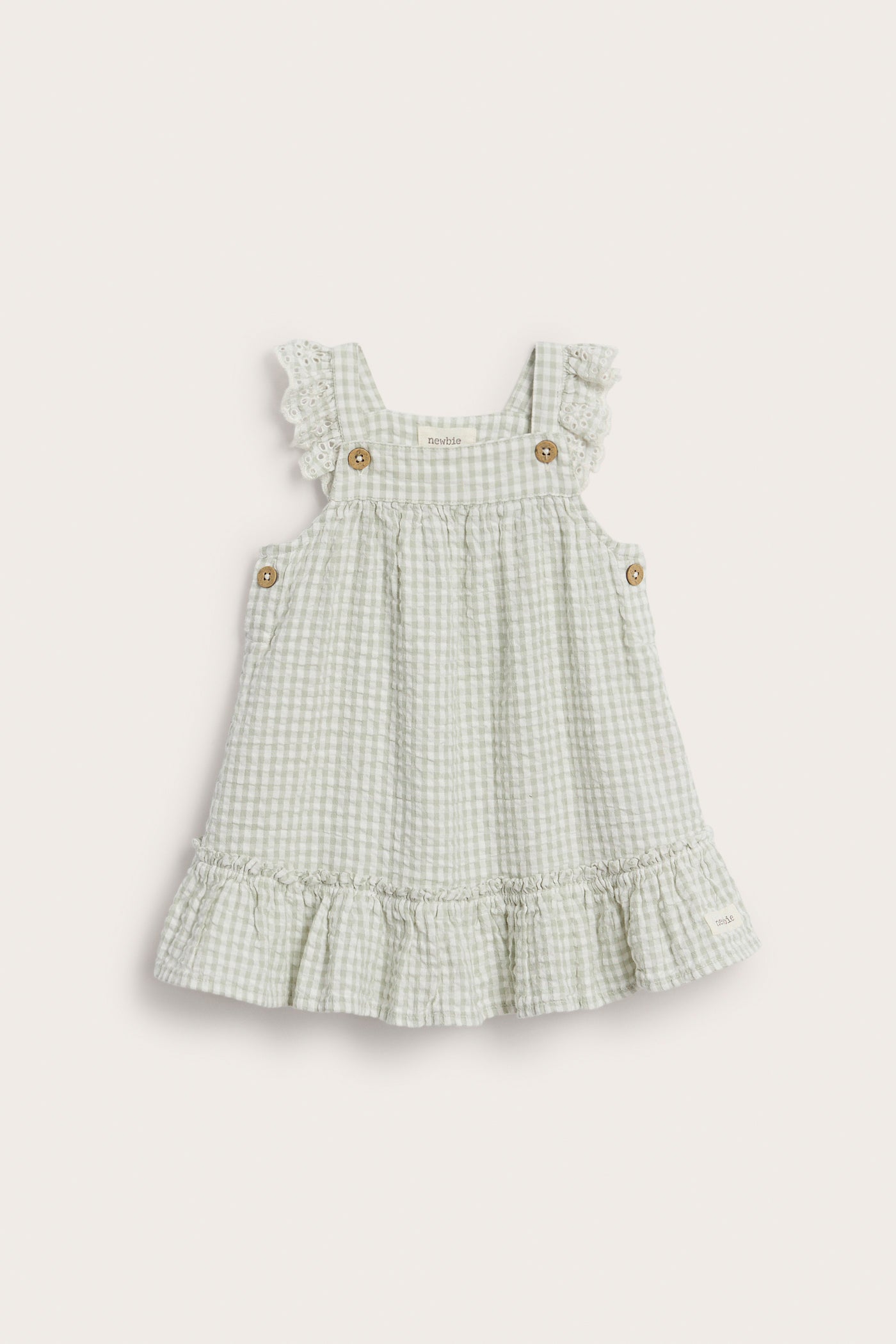 Baby green gingham dress with frills