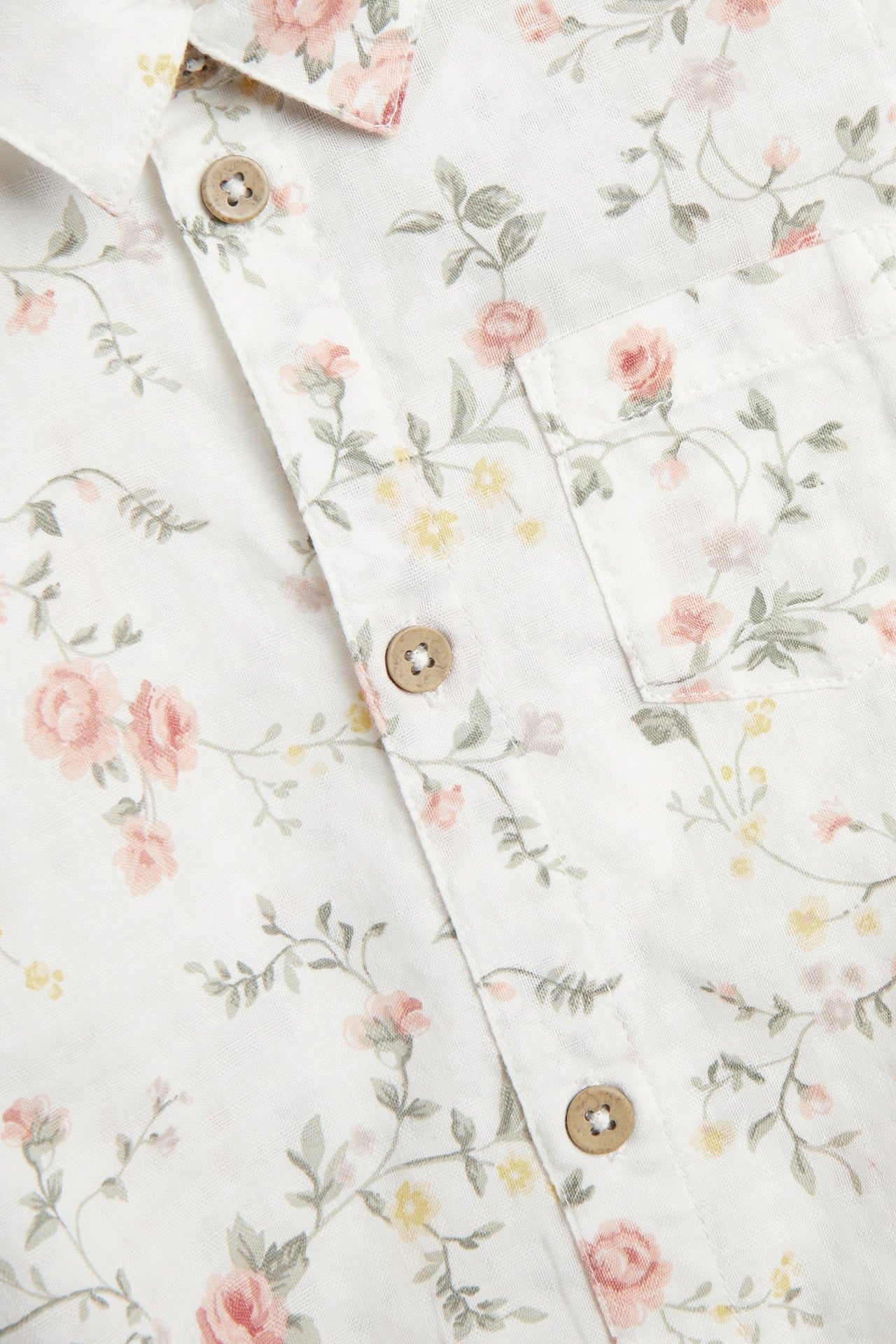 Baby white floral short-sleeve bodysuit