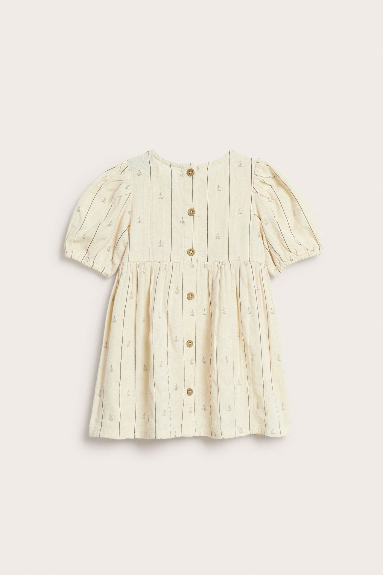 Baby cream striped dress with sailboats