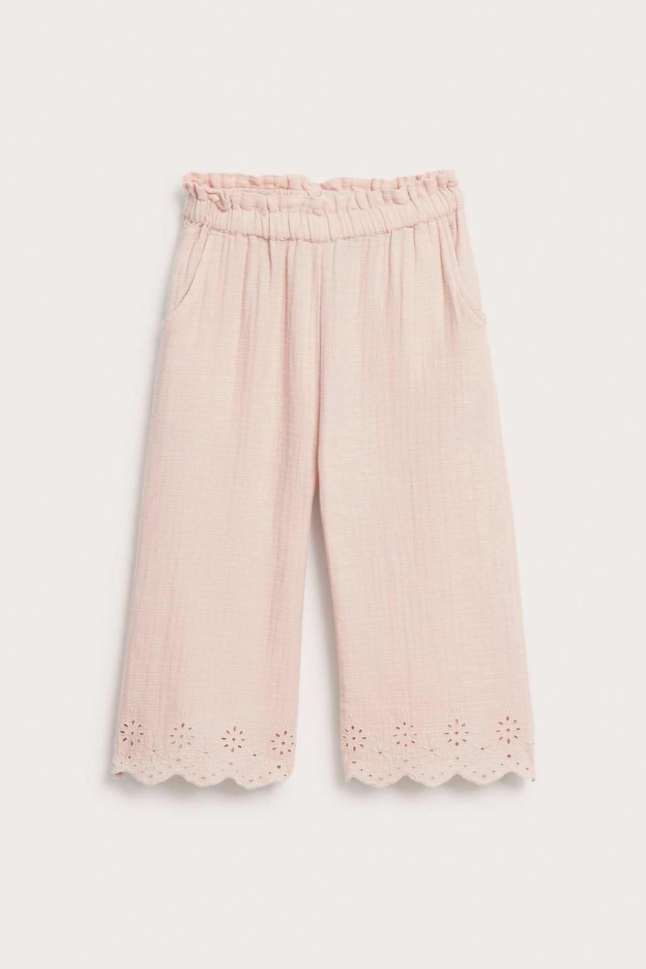 Kids pink trousers with embroidery