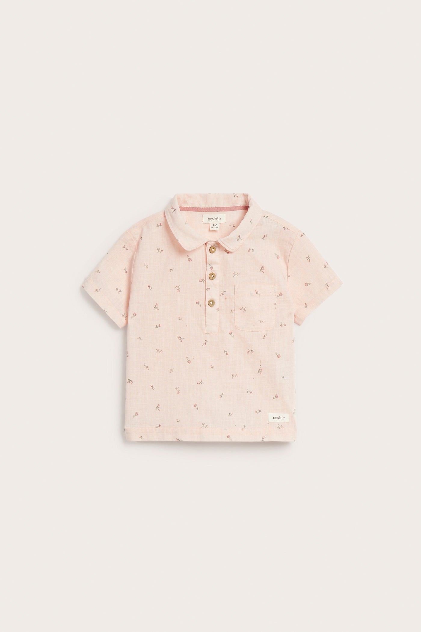 Baby pink floral short sleeve shirt