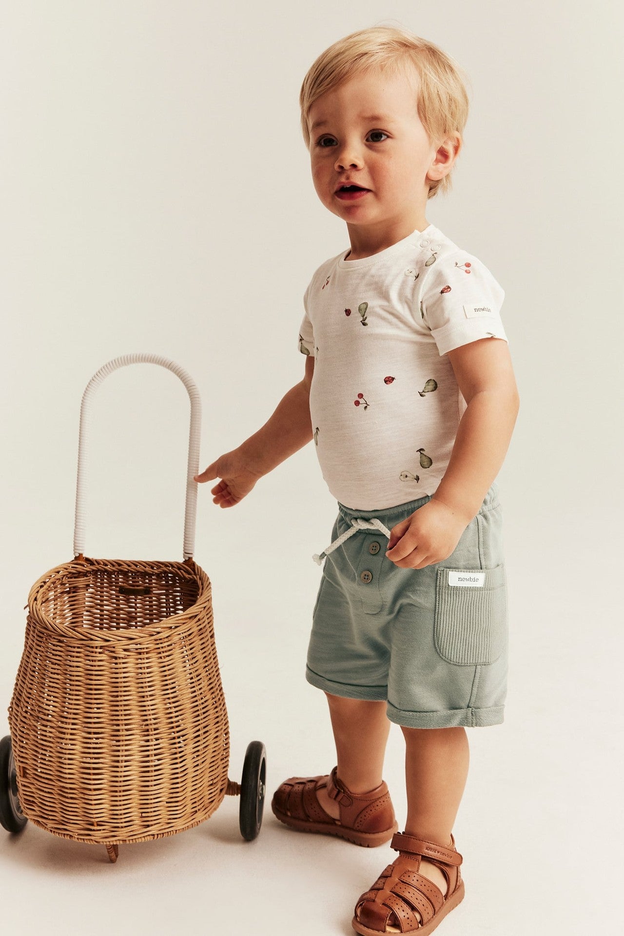 Baby green slub tricot shorts