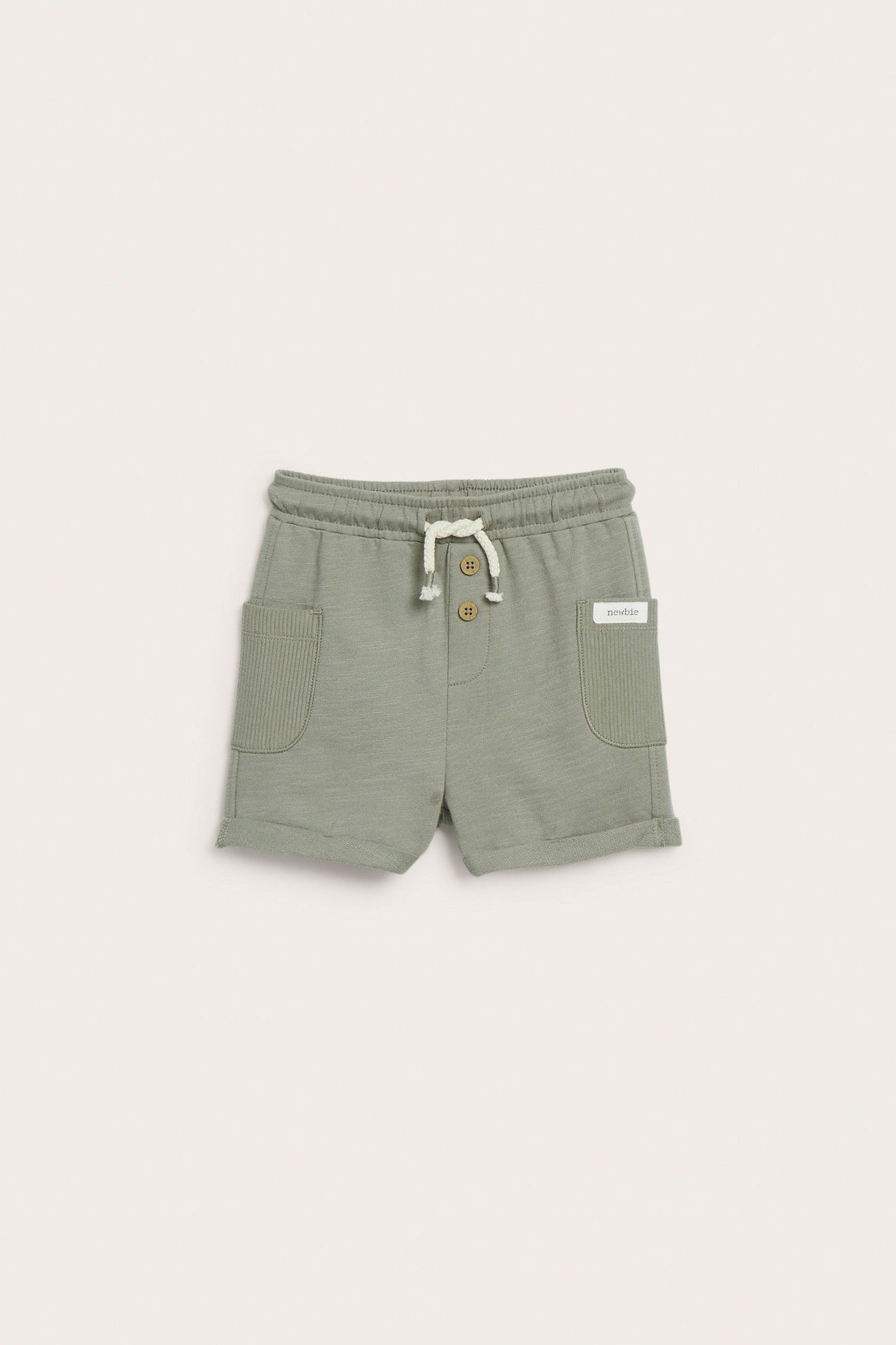Baby green slub tricot shorts