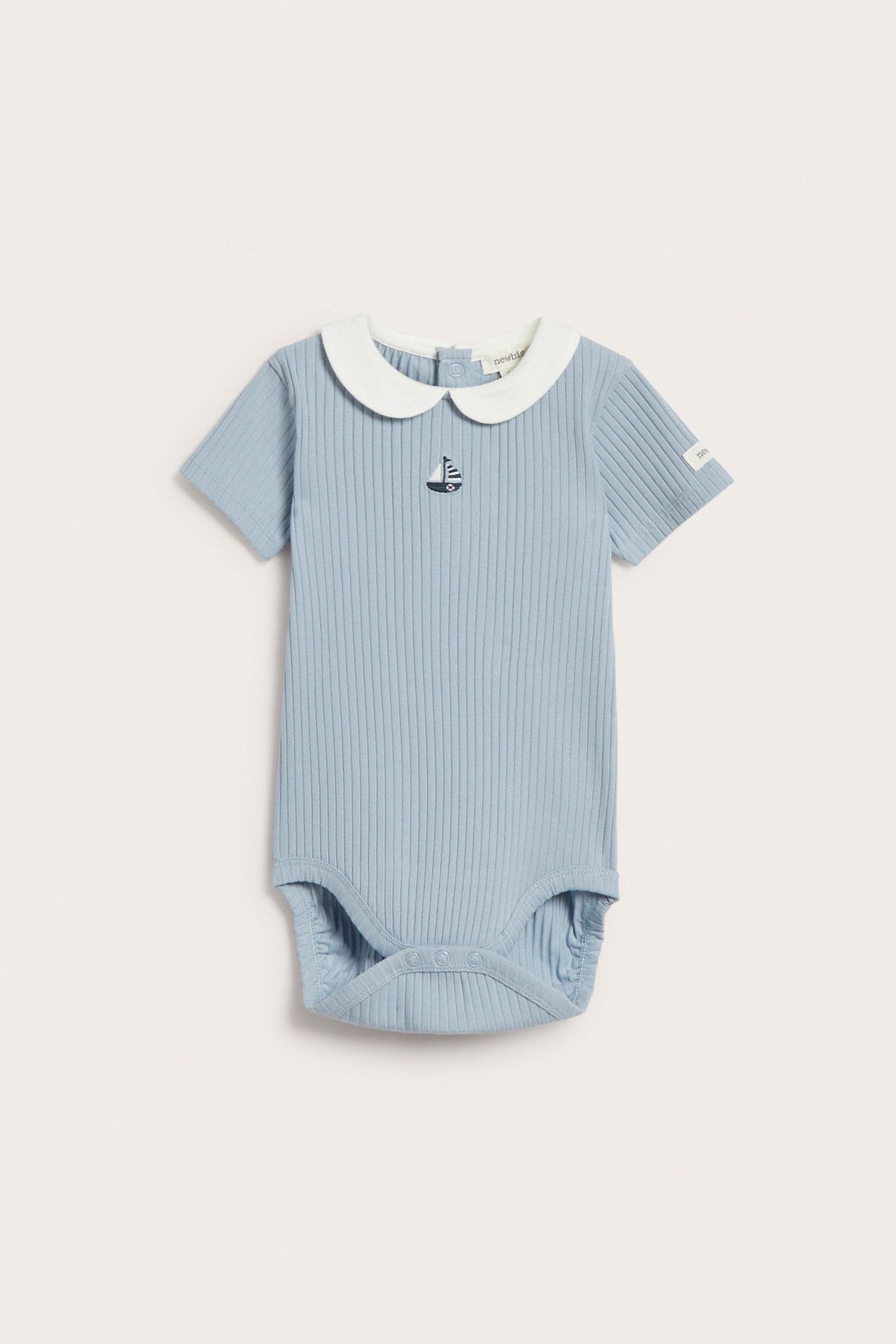 Baby blue bodysuit with sailboat