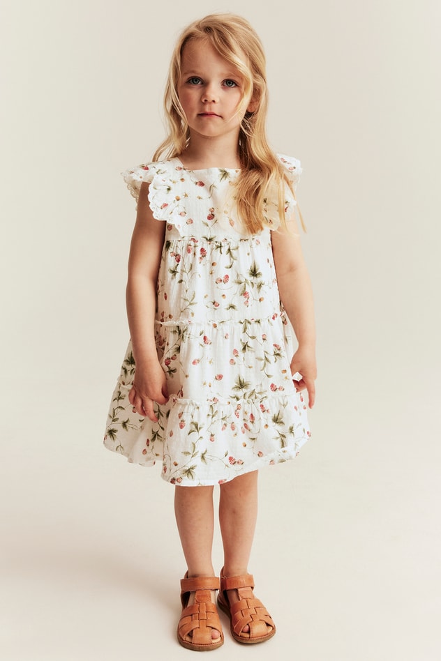 Kids woven wild strawberry dress
