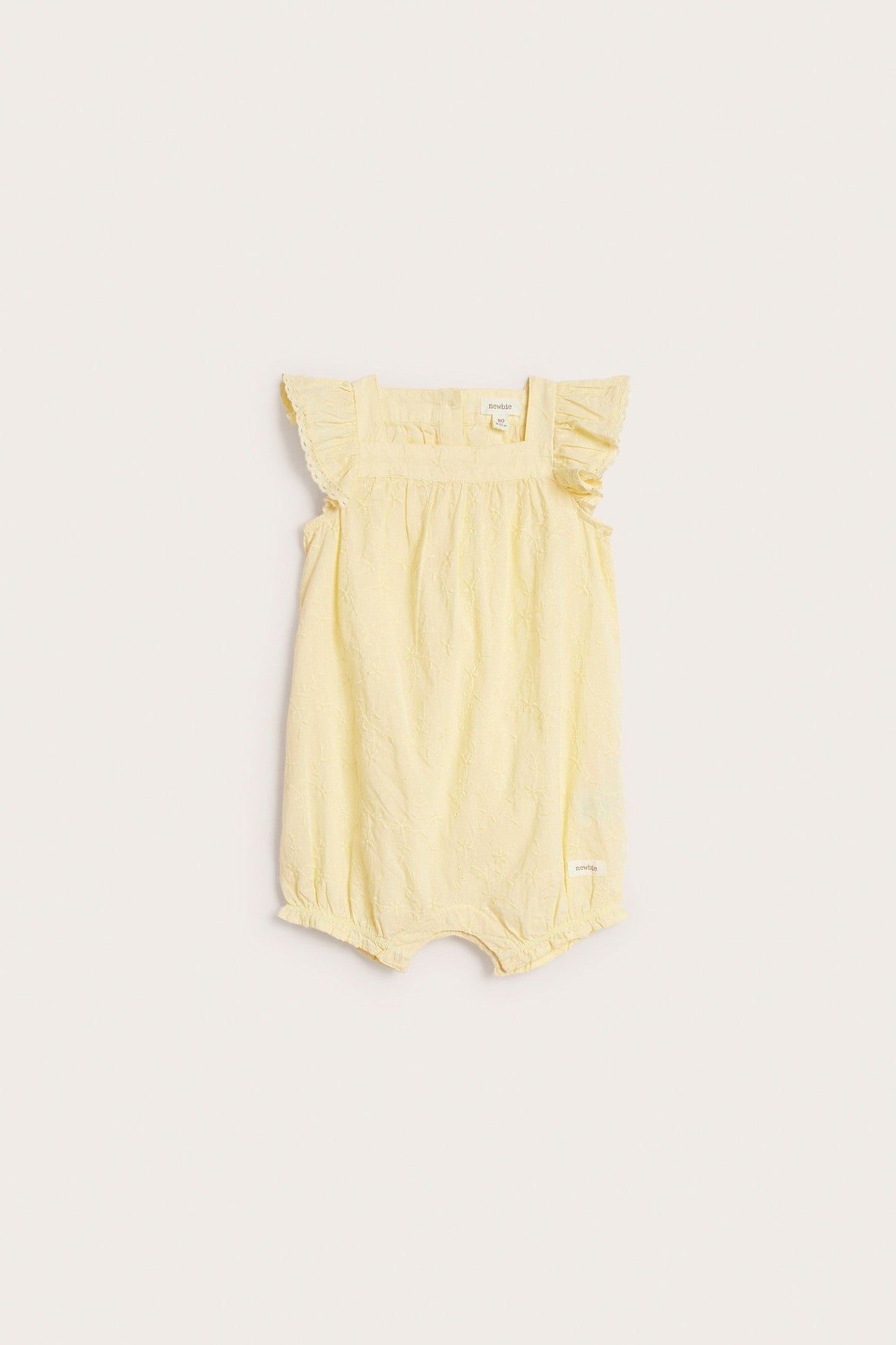 Baby embroidered woven romper