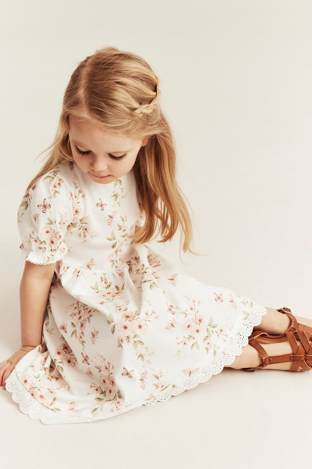 Kids floral dress with puff sleeves