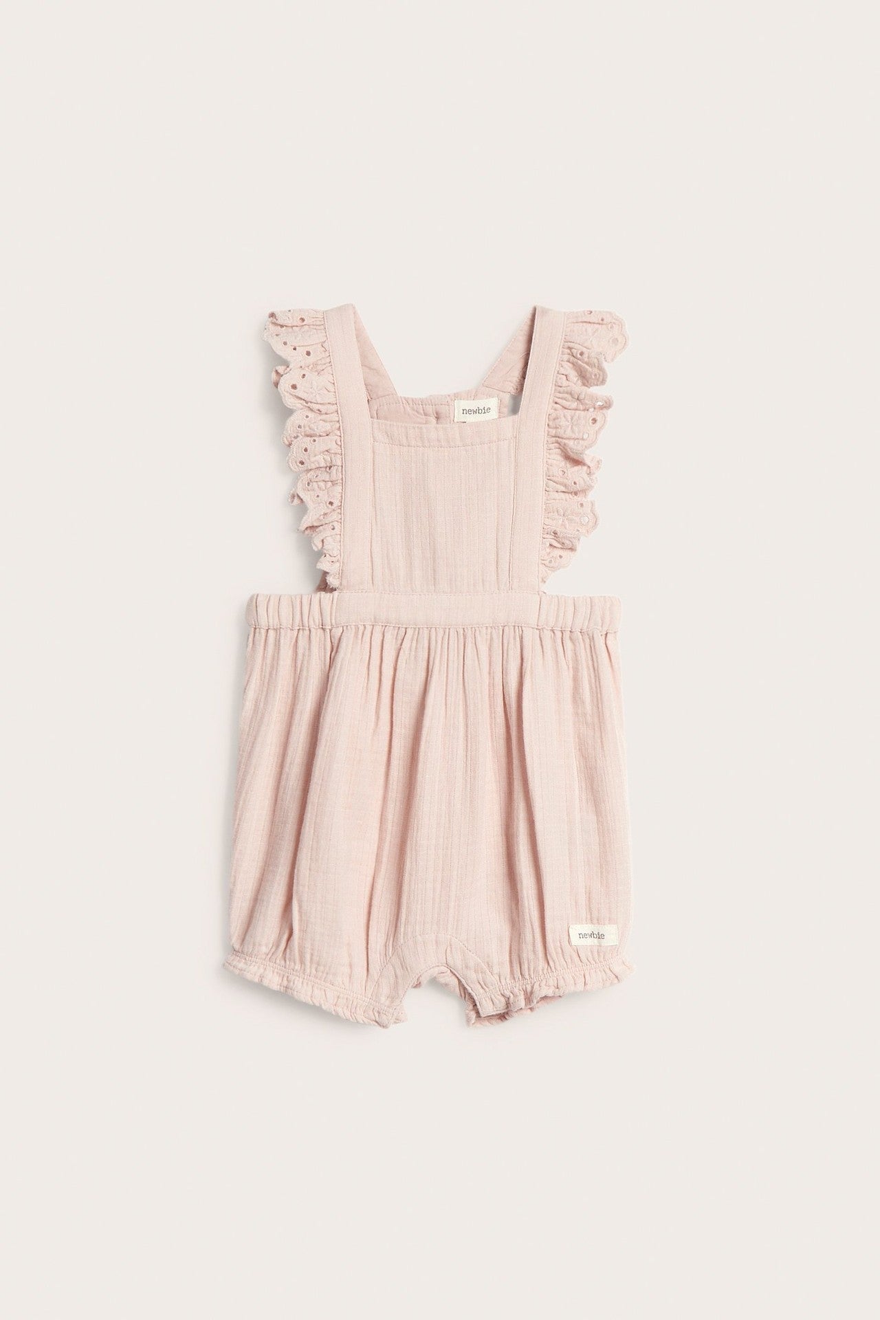 Baby woven dungaree shorts with lace