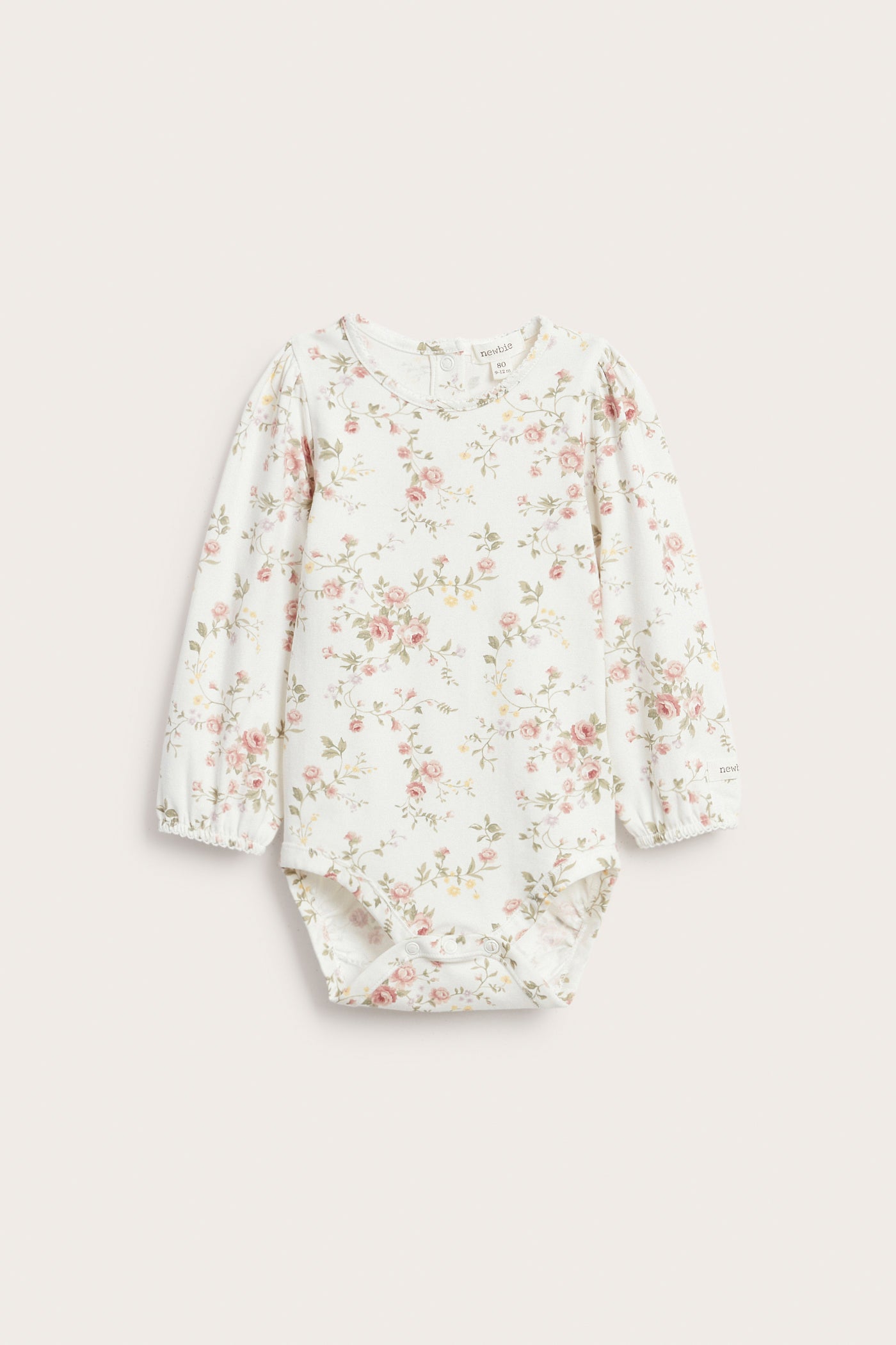 Baby white floral long-sleeve bodysuit