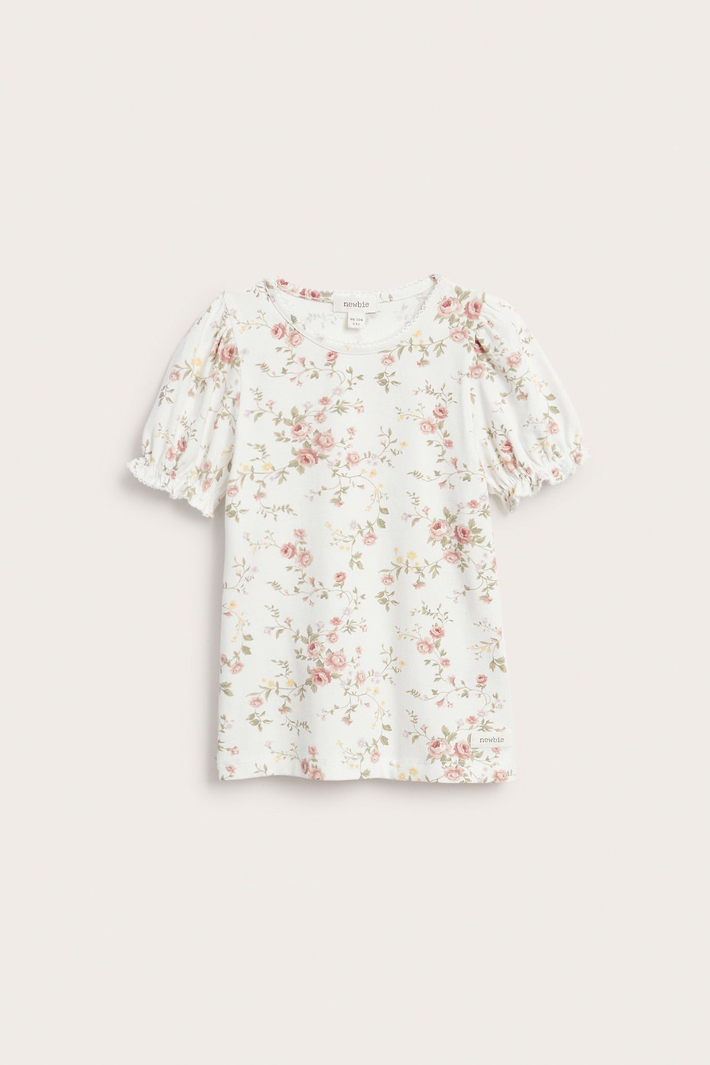 Baby & kids white floral puff‑sleeve top