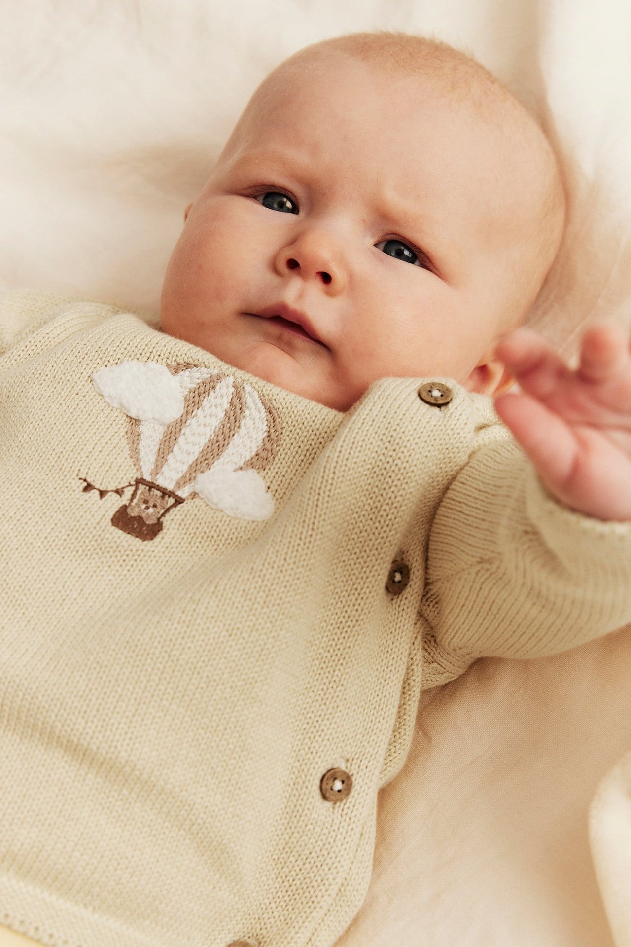 Baby yellow fine-knit cardigan