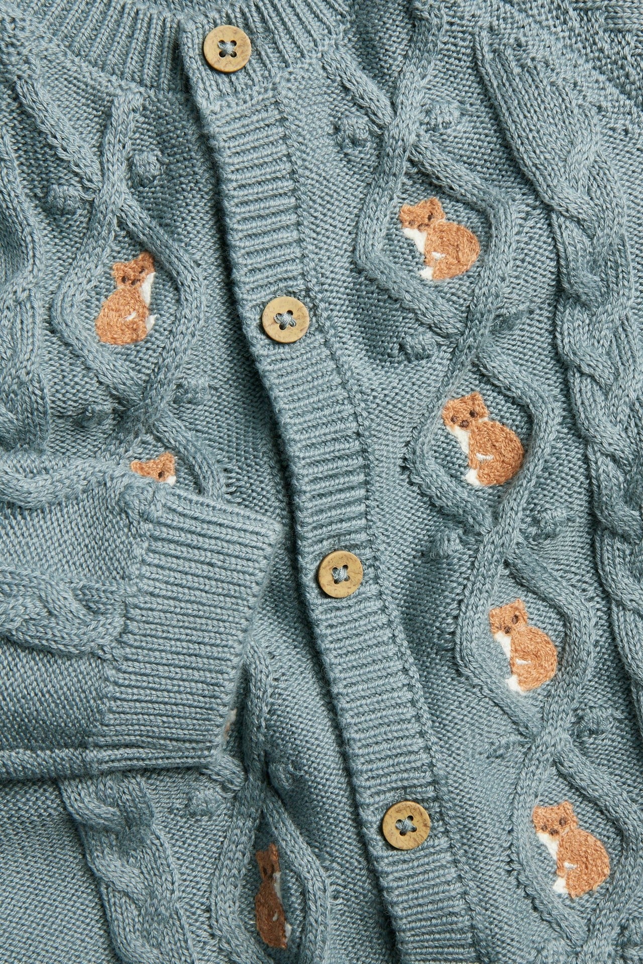 Baby cable-knit fox cardigan