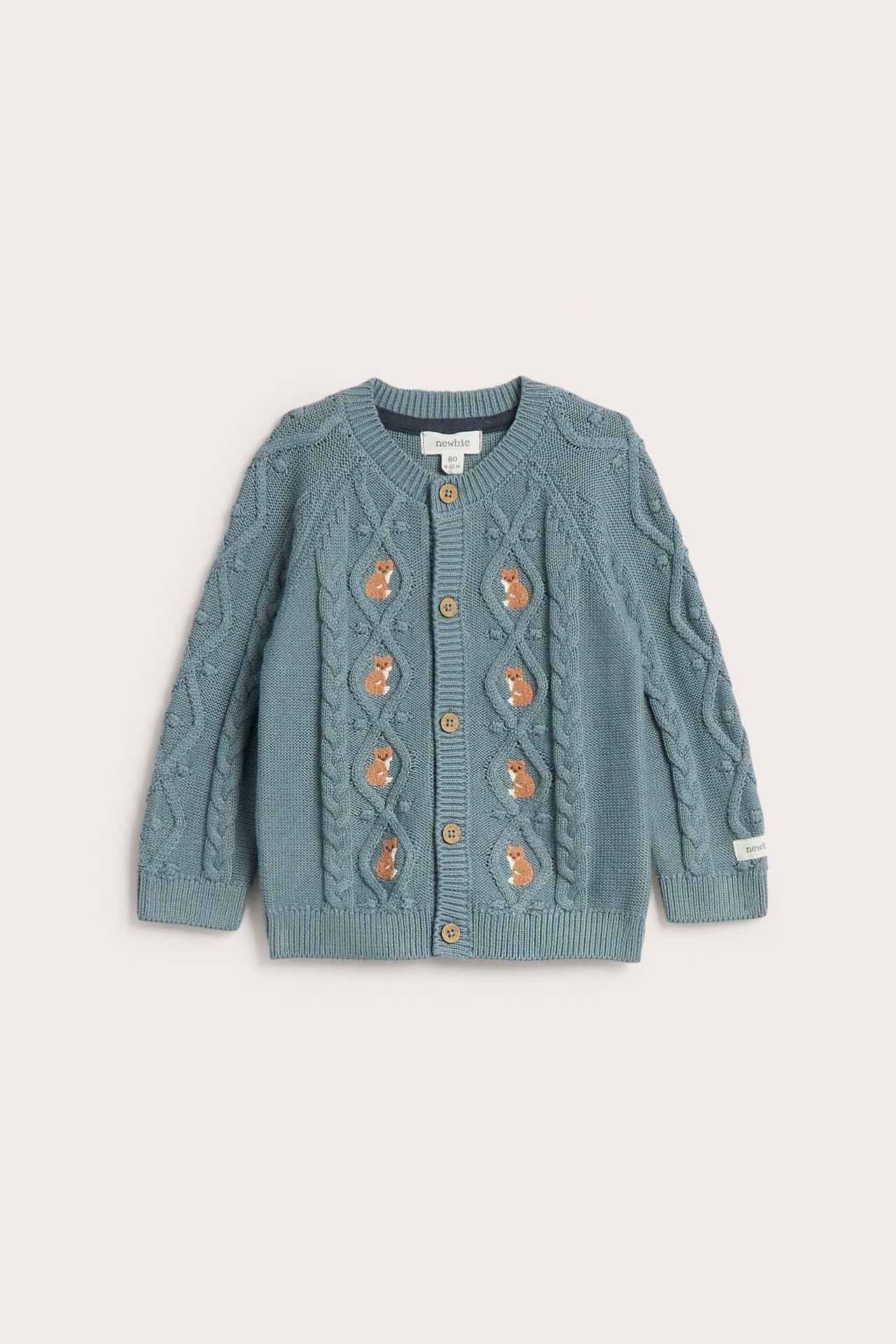 Baby cable-knit fox cardigan