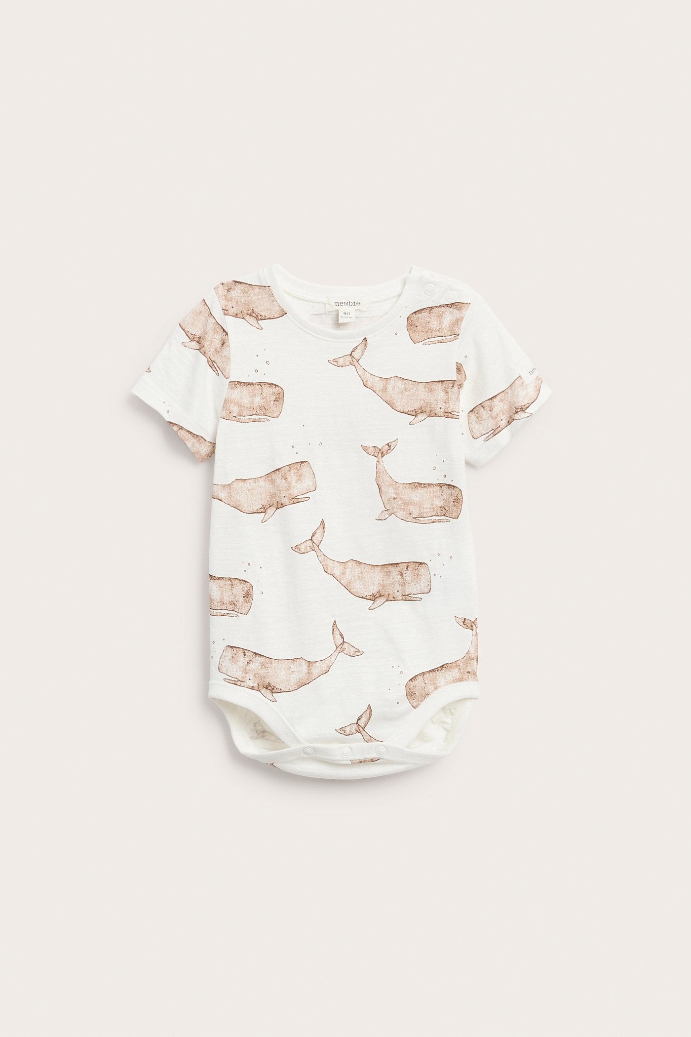 Baby white whale‑print bodysuit