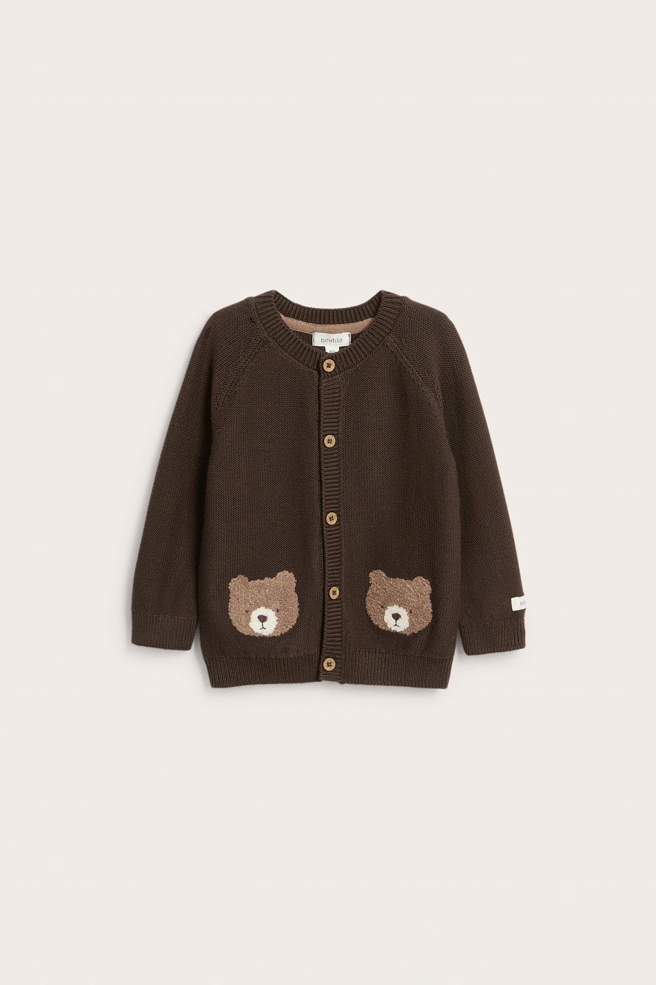 Baby brown cardigan with teddy bear