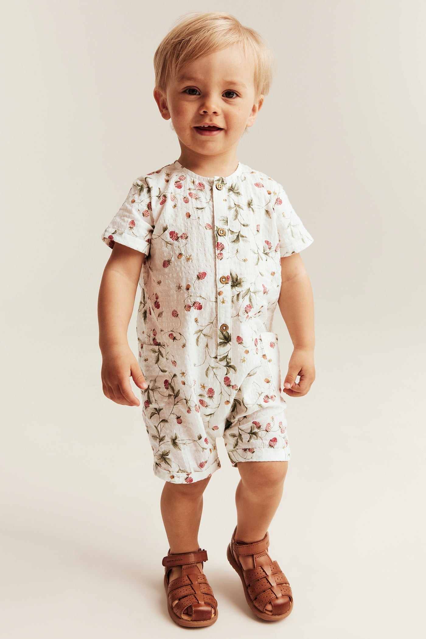 Baby wild strawberry print romper