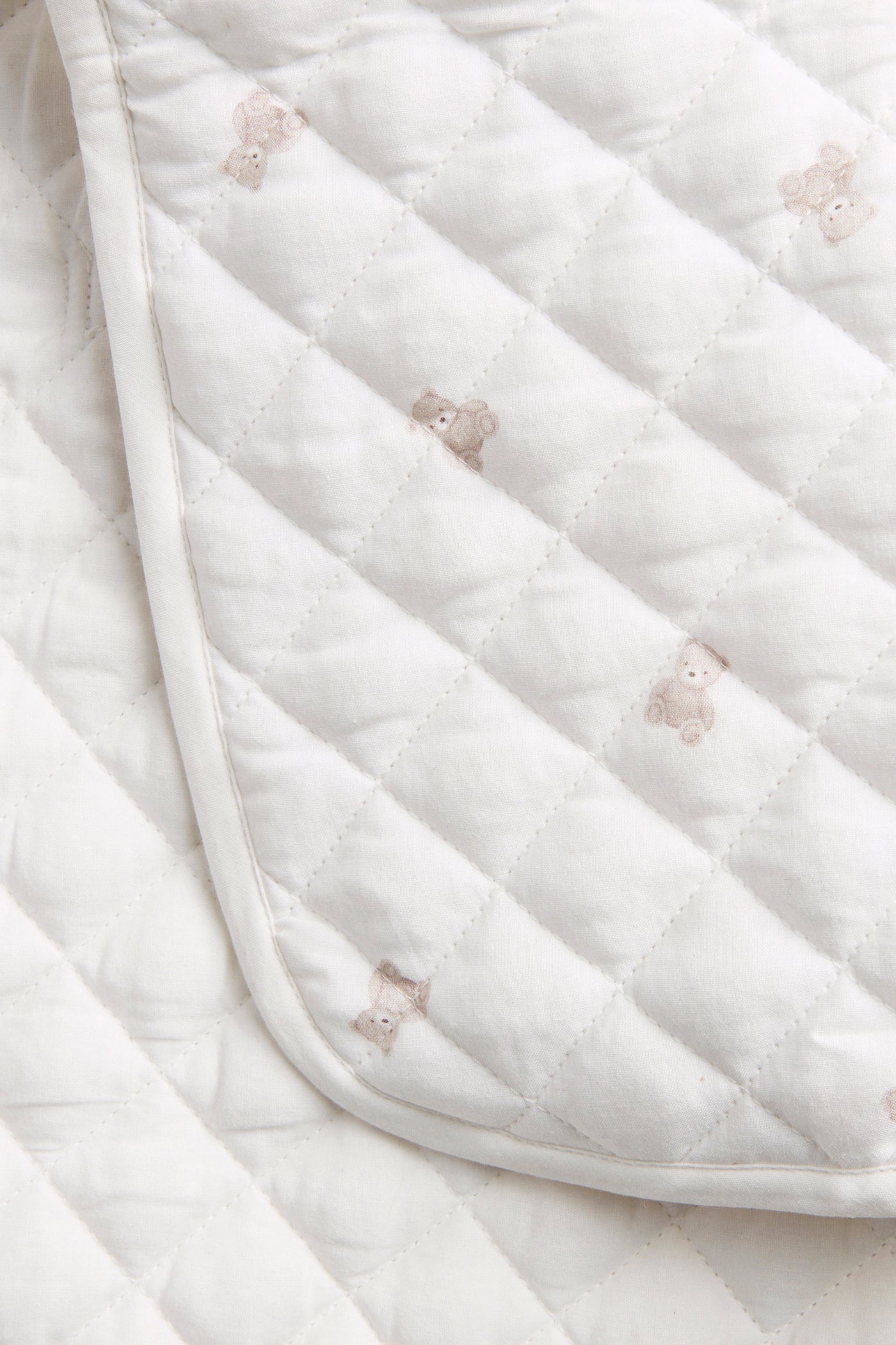 Foldable white changing mat with teddy bears