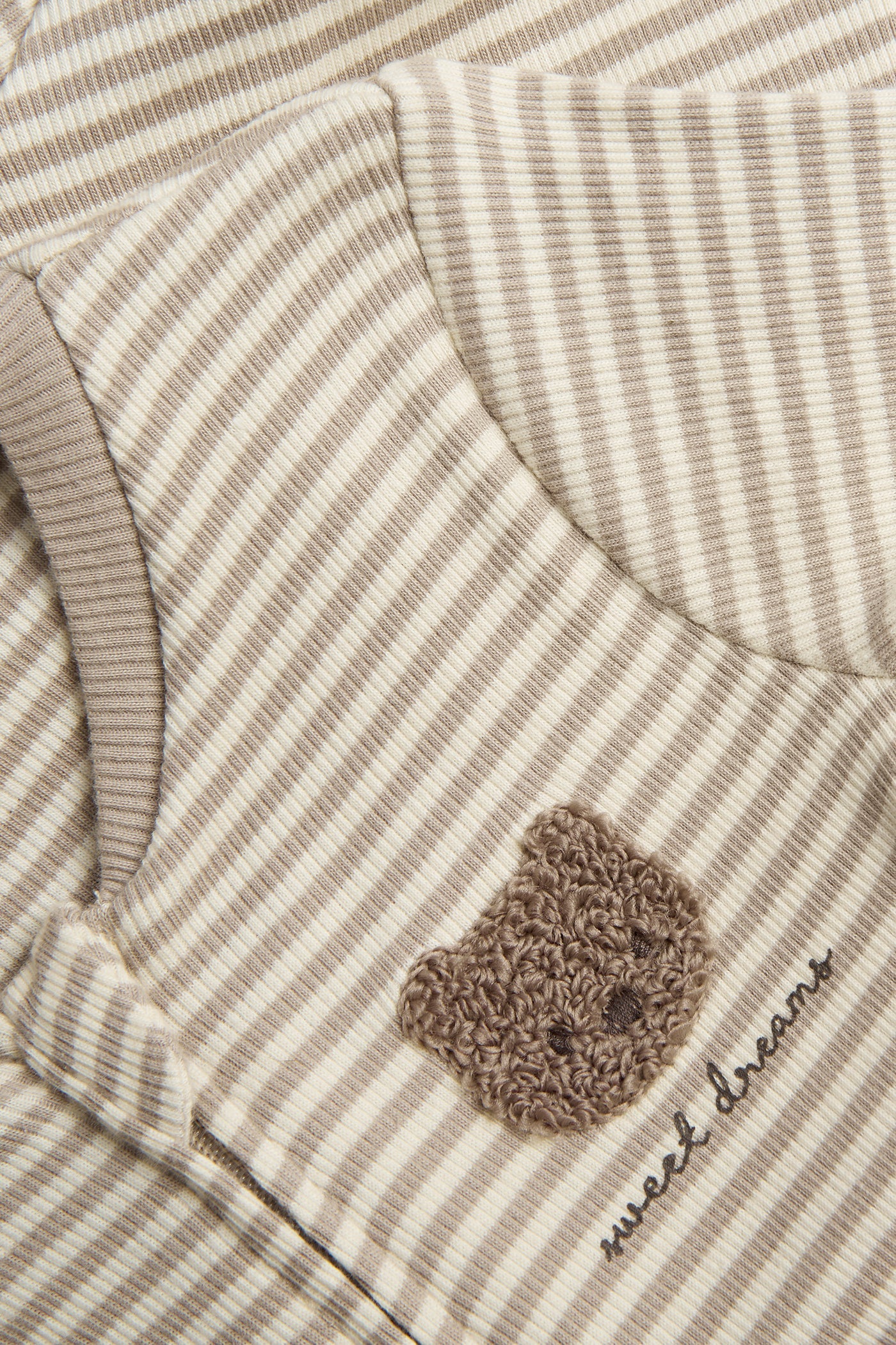 Baby beige striped pyjamas with teddy bear